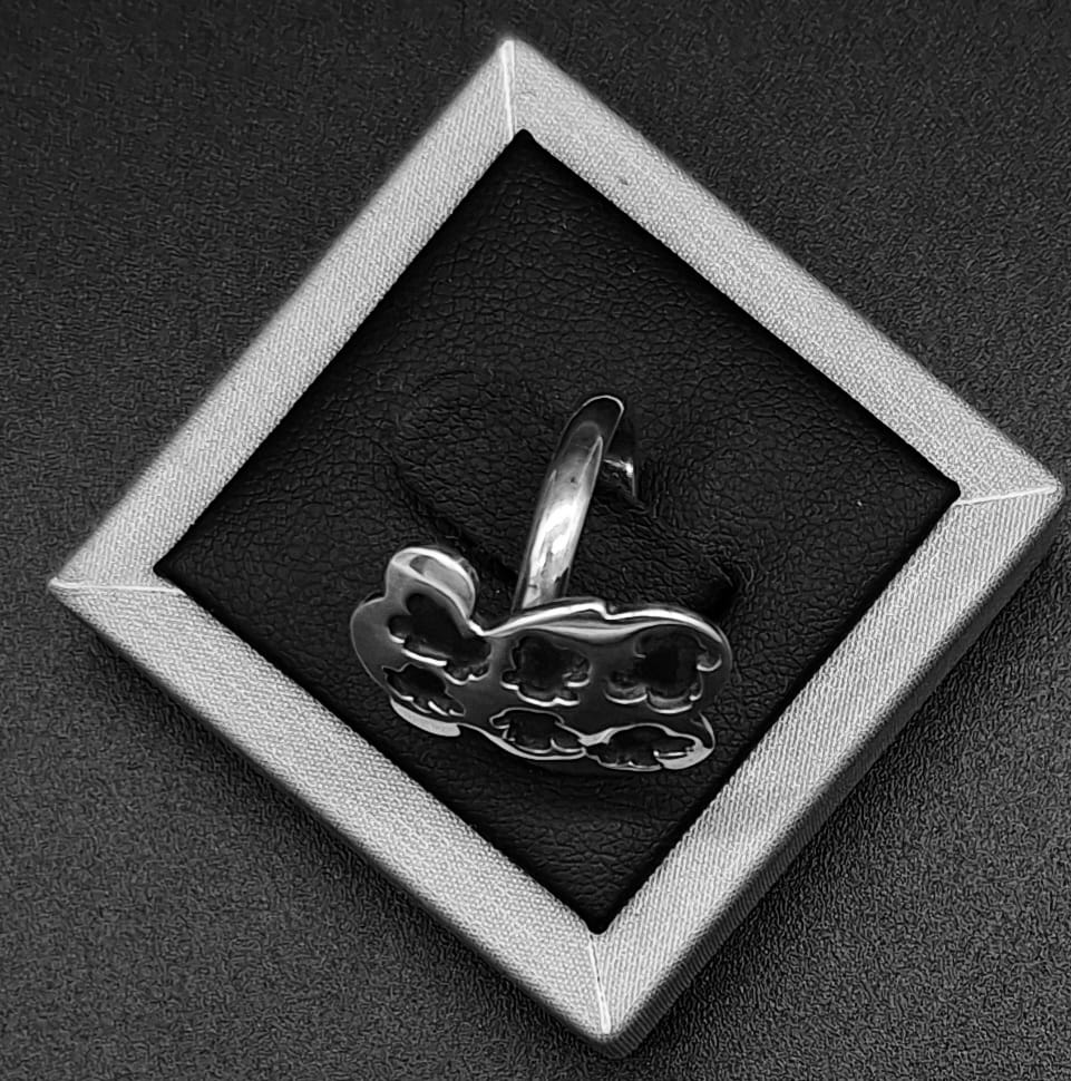 Anillo Plata Ley 925 , Oso, sello de autenticidad Plata Ley .925
