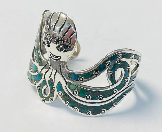 Brazalete en Plata Ley 925 con Turquesa, vista frontal