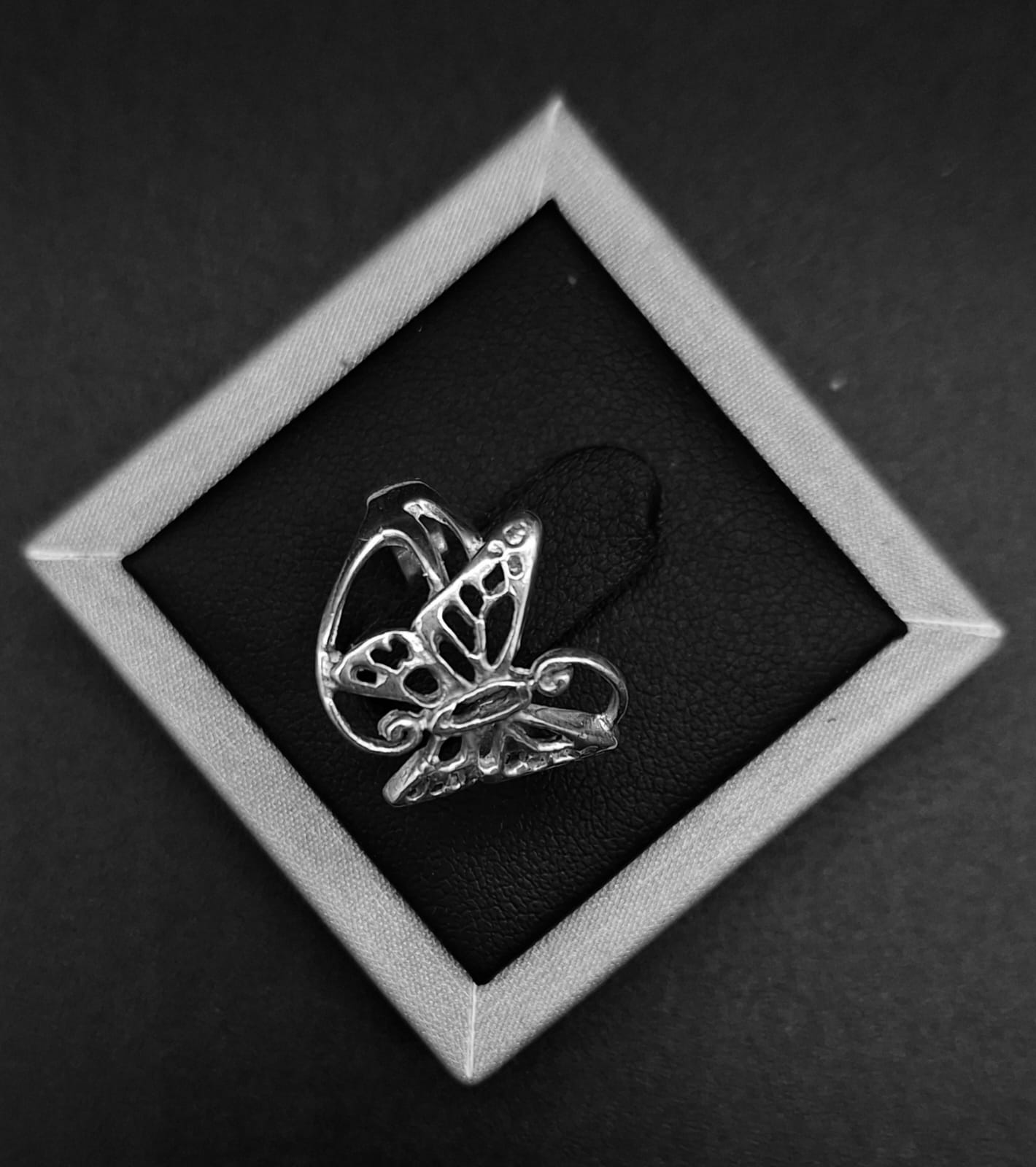 Anillo Plata Ley 925, Mariposa, sello de autenticidad Plata Ley .925