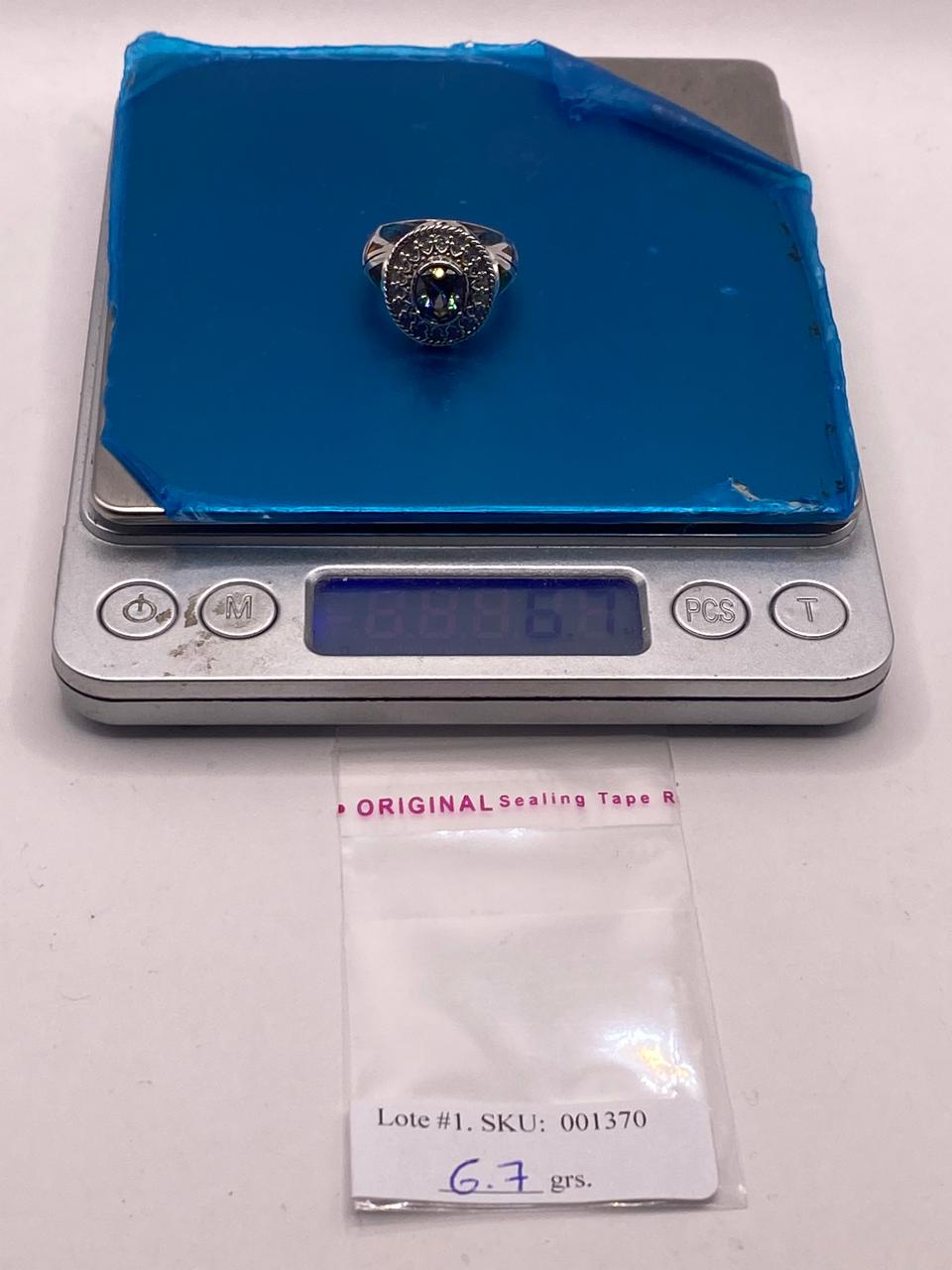 Anillo Artesanal con Ópalo de Fuego y Zirconia en Plata Ley .950, peso en gramos (báscula)