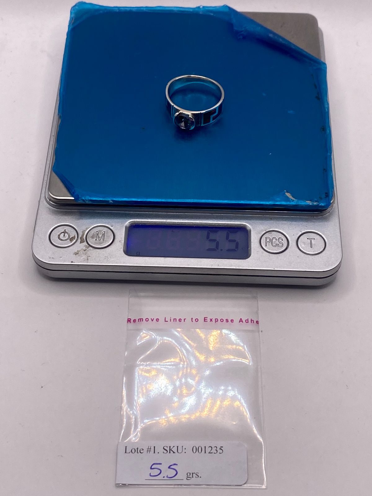 Anillo Greca Ópalo Rojo-borgoña & Zirconia Mística Arcoíris Plata 950, peso en gramos (báscula)