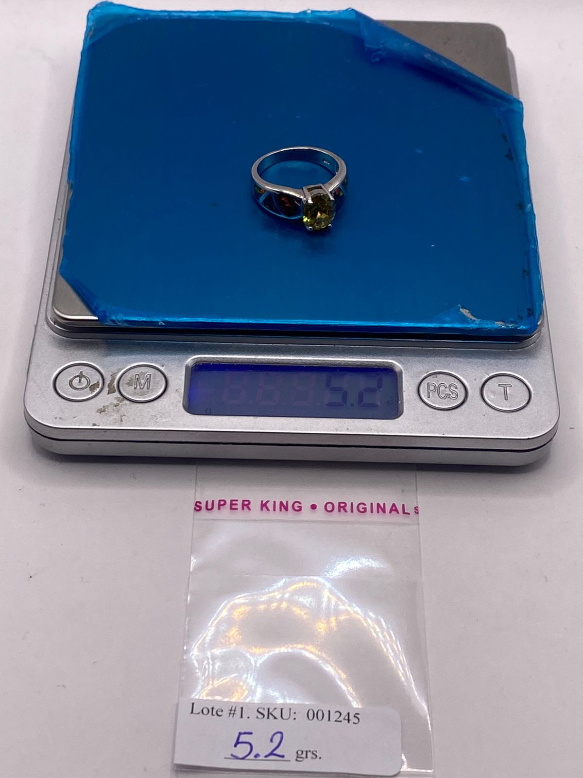Anillo Ópalo Rojo Fuego & Zirconia Citrino Oval Plata 925, peso en gramos (báscula)