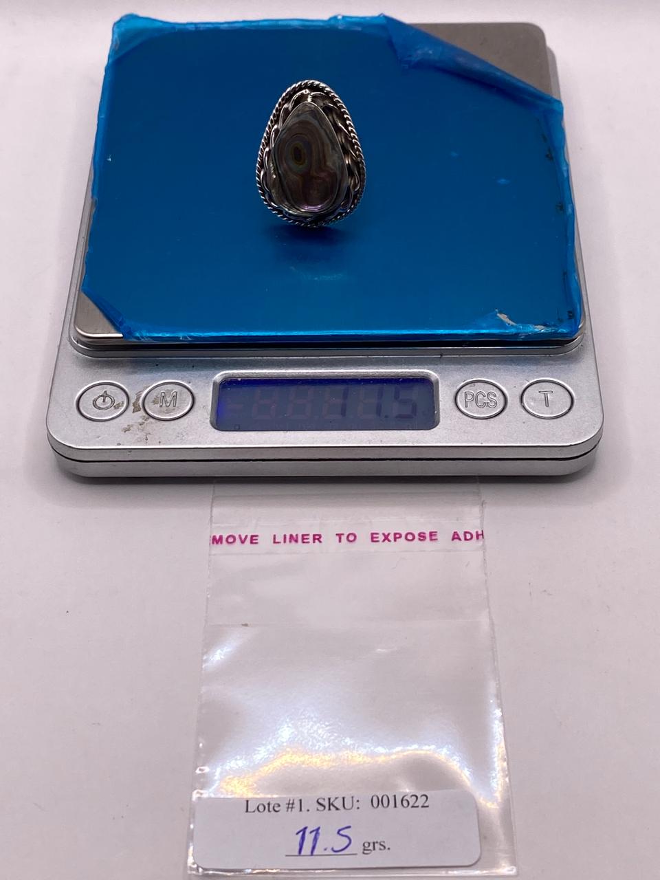 Anillo de Plata Ley 925 con Abulón Natural, peso en gramos (báscula)