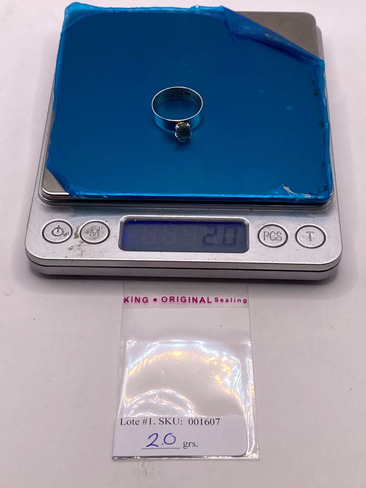 Anillo de Plata Ley 925 con Ámbar Ahumado, peso en gramos (báscula)