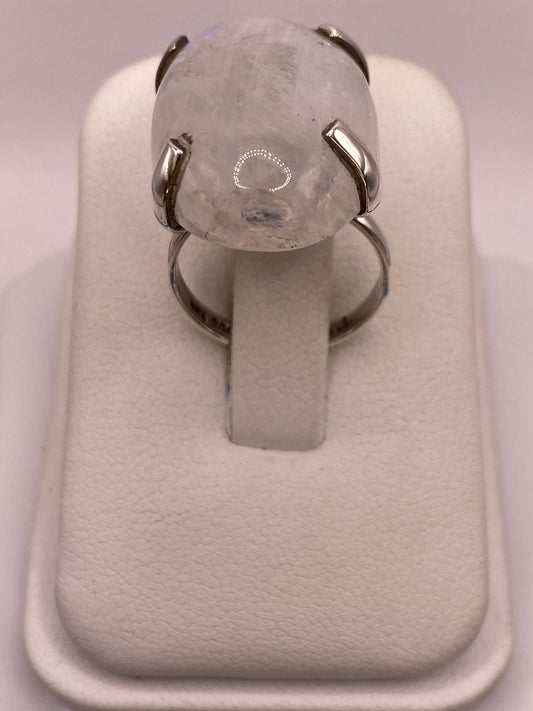 Anillo de Plata Ley 925 con Piedra Luna, vista frontal