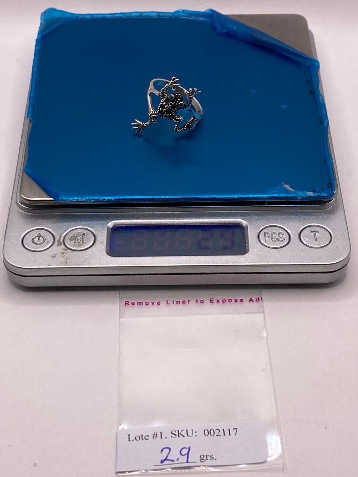 Anillo Sapo Artesanal con Marquesitas en Plata Ley 925, peso en gramos (báscula)