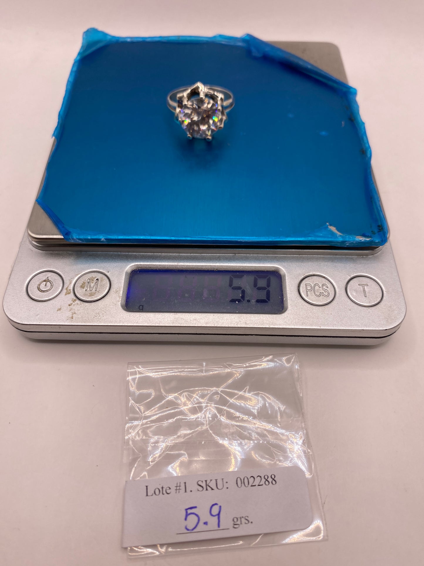 Anillo de Plata Solitario con Circonia Blanca — Brillo Coctel — foto 6