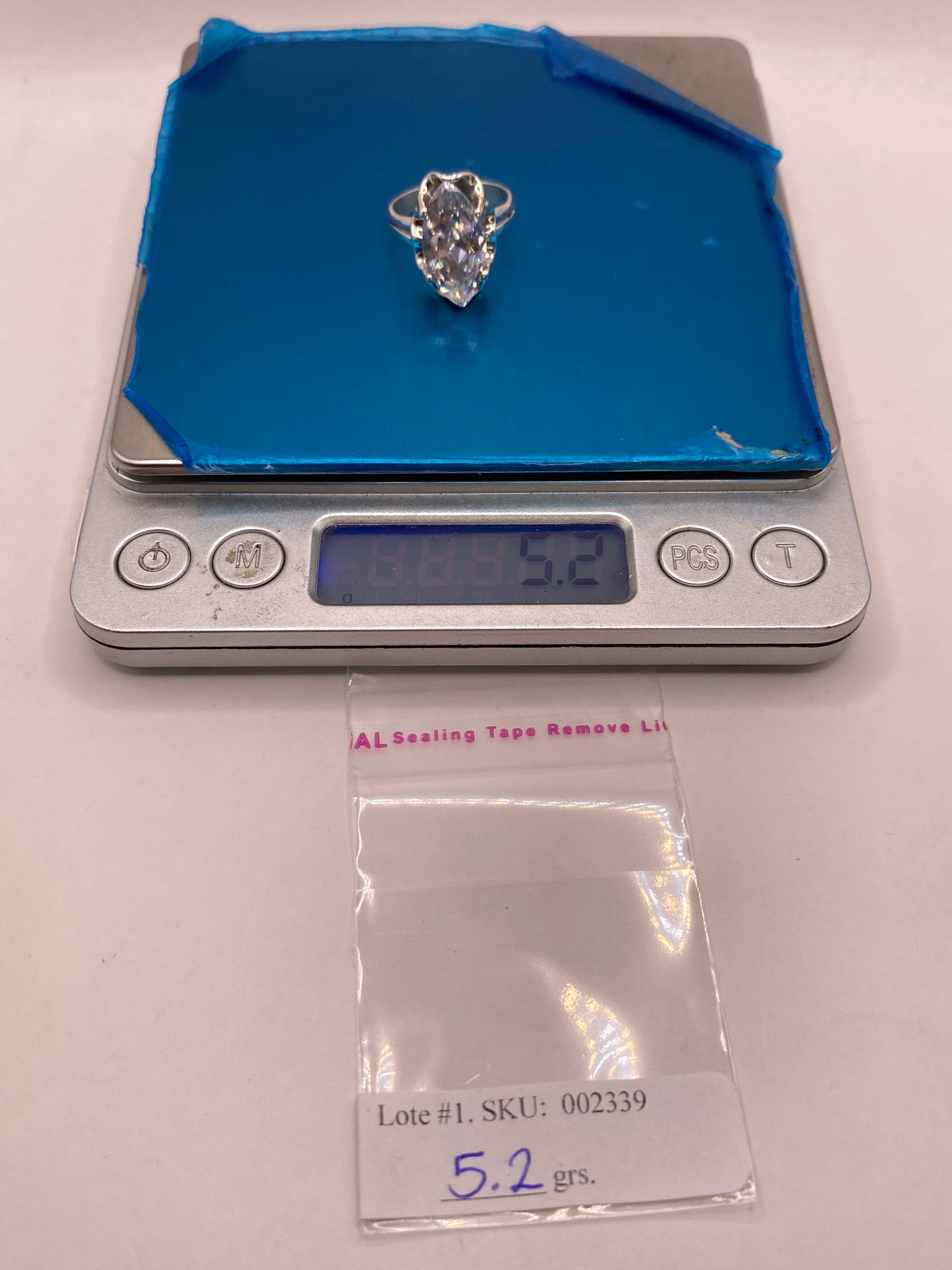 Anillo de Plata Solitario Marquesa con Circonia Blanca — foto 6