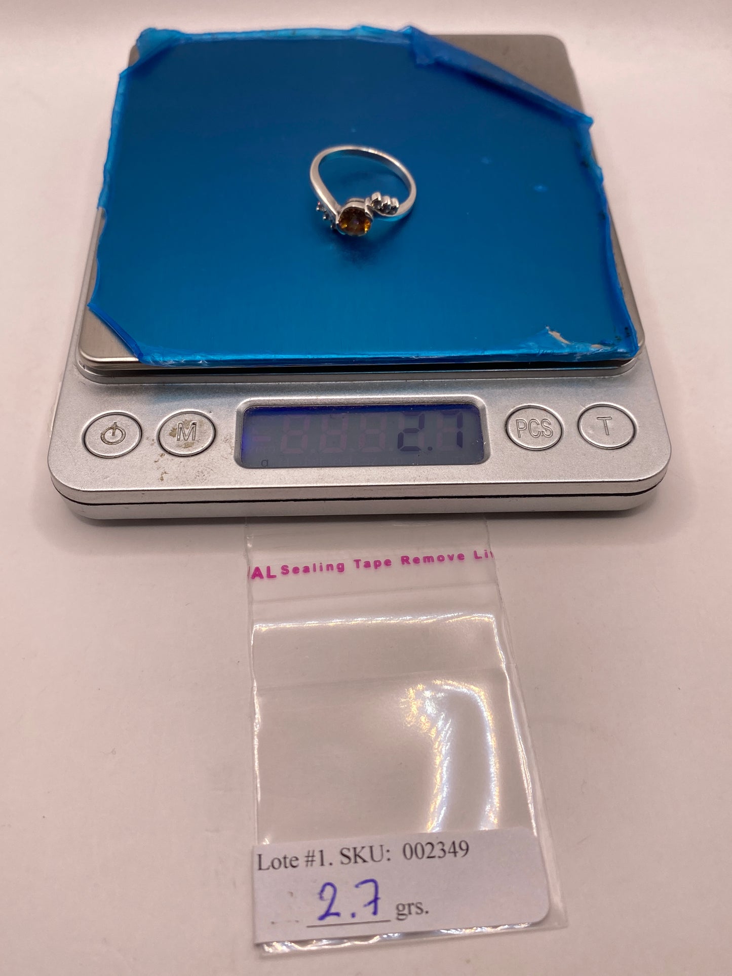 Anillo de Plata Solitario con Circonia Ámbar — Coctel Elegante — foto 6