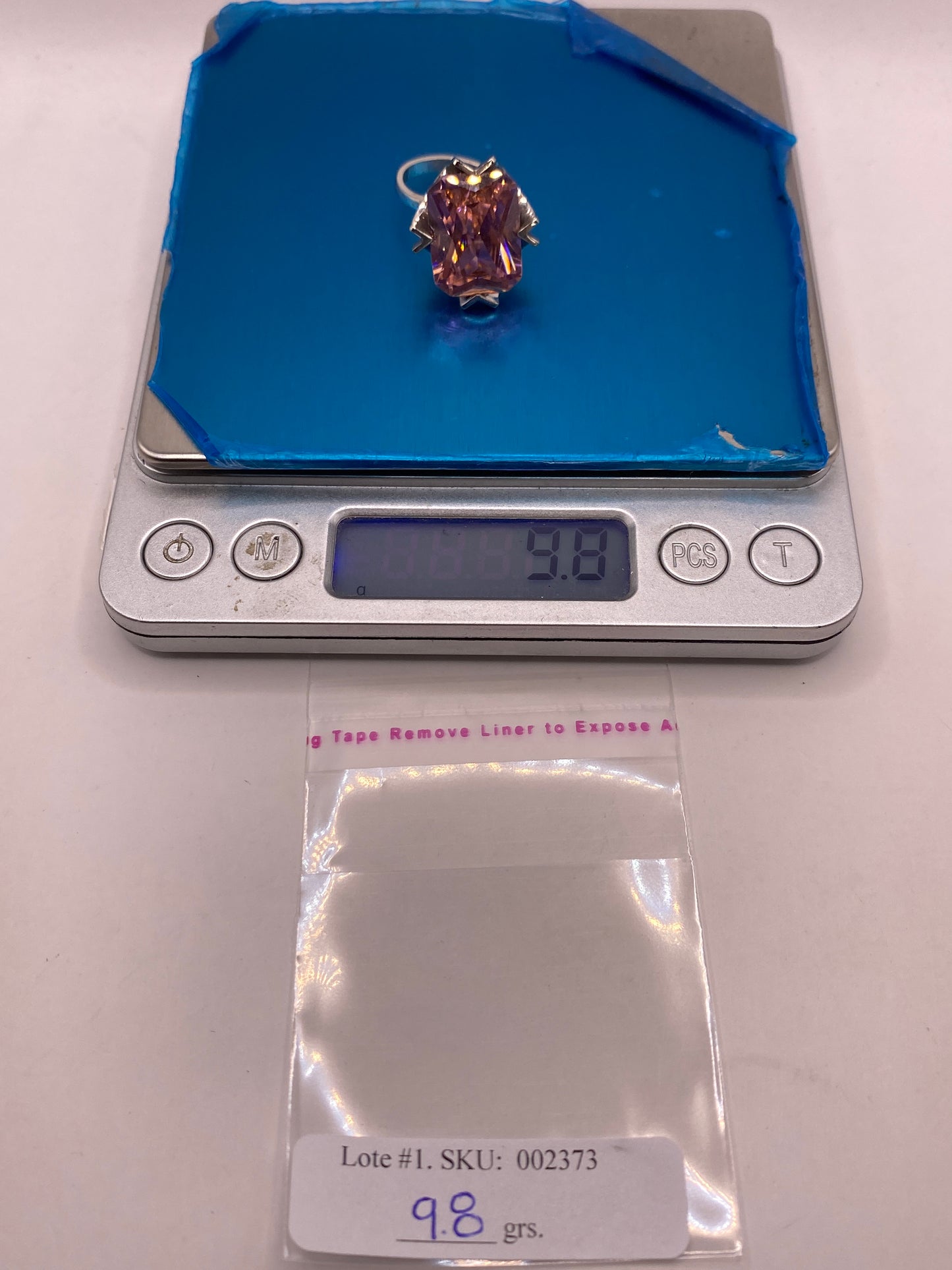 Anillo de Plata Solitario con Circonia Rosa — Ajustable Taxco — foto 6