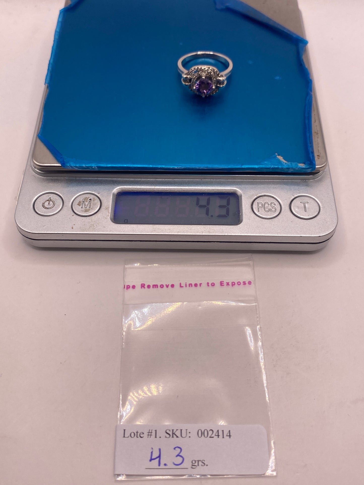 Anillo de Plata Solitario con Circonia Morada — Elegancia de Coctel — foto 6