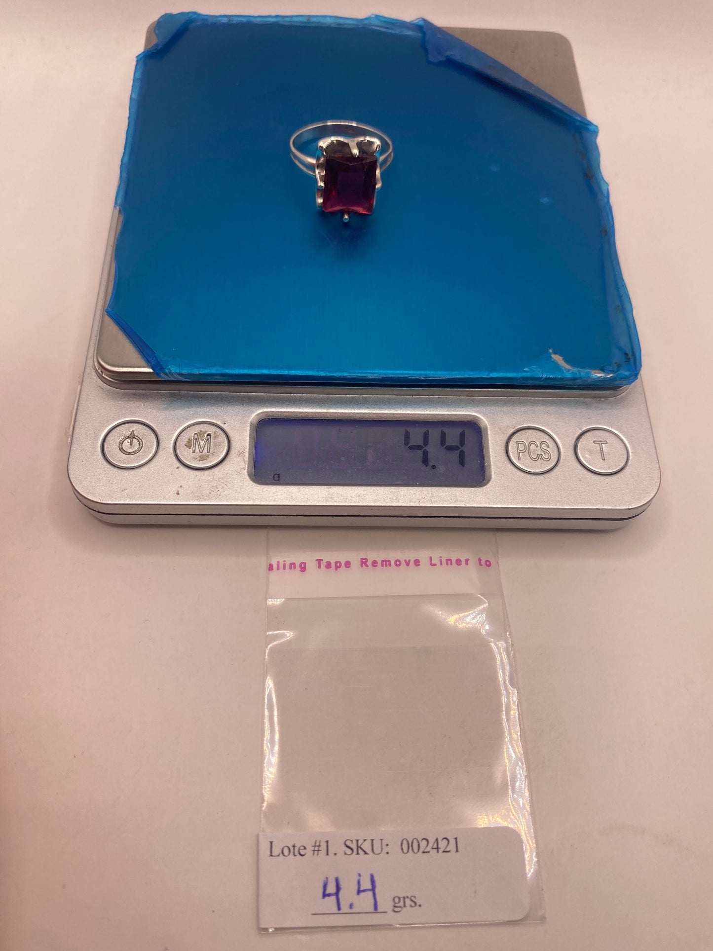 Anillo de Plata Solitario Circonia Roja Fuego — foto 6
