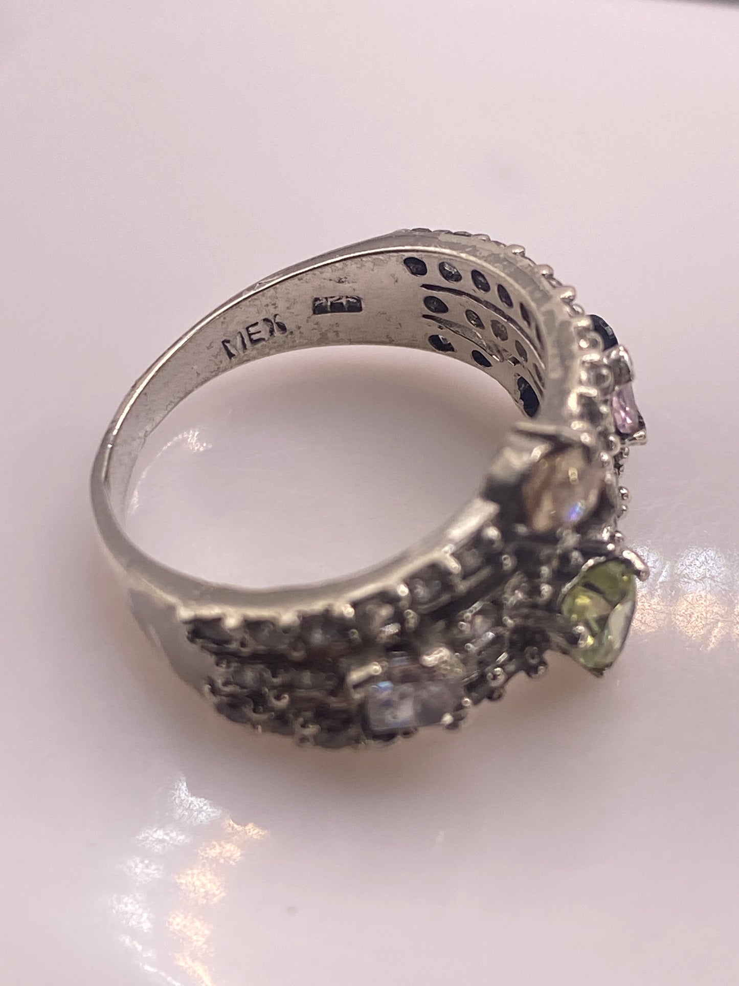Anillo de Plata Multicolor con Circonias — Coctel Brillante — foto 5