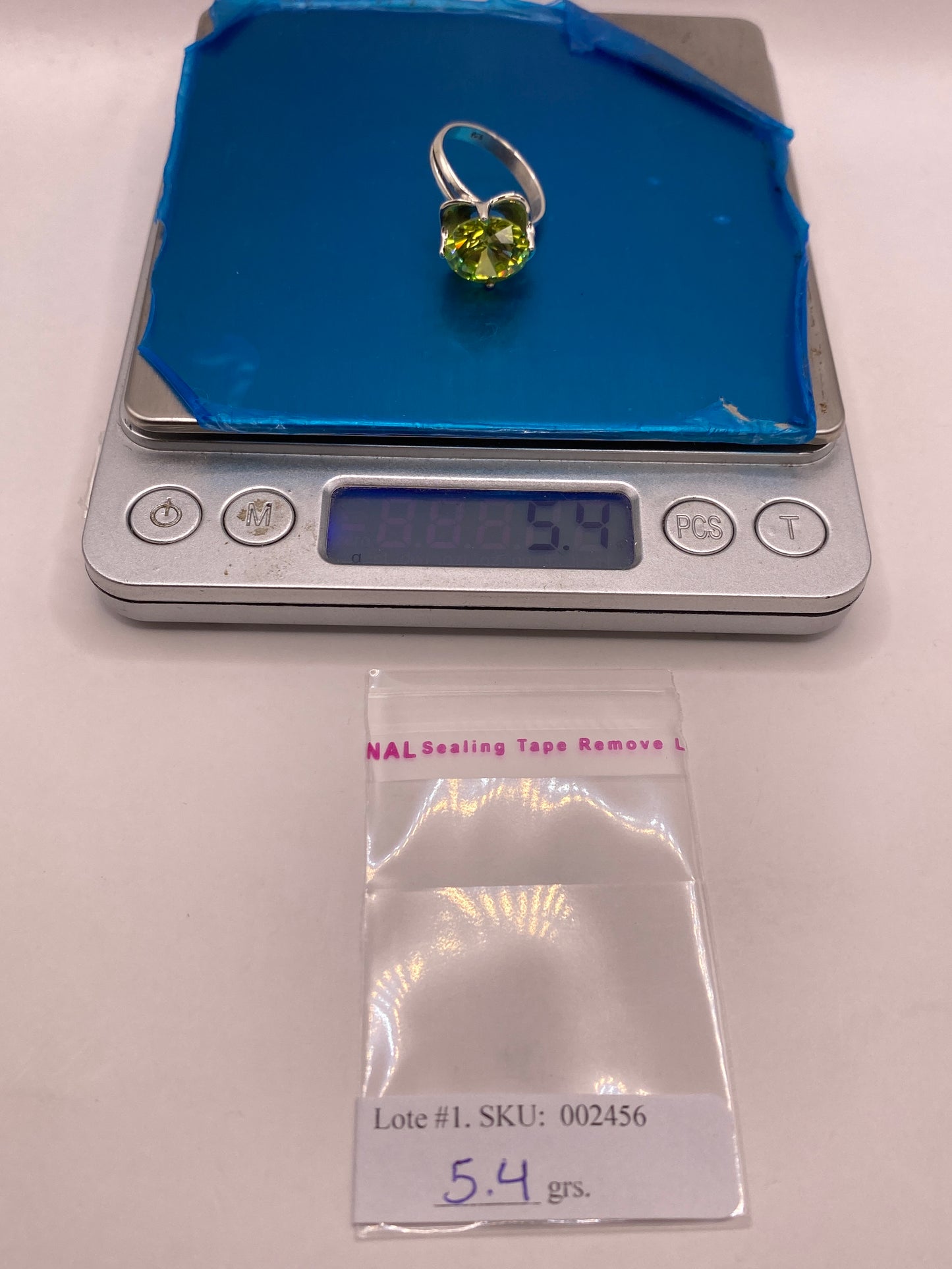 Anillo de Plata Solitario con Circonia Verde Limón — Coctel Brillante — foto 6