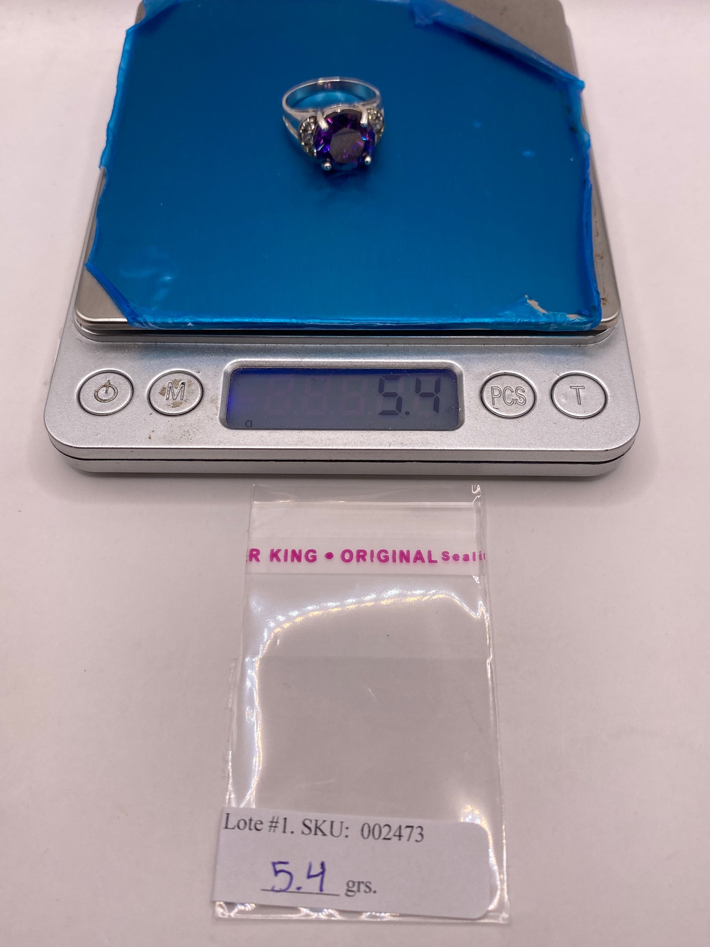 Anillo de Plata Solitario con Circonia Morada — Coctel Elegante — foto 6