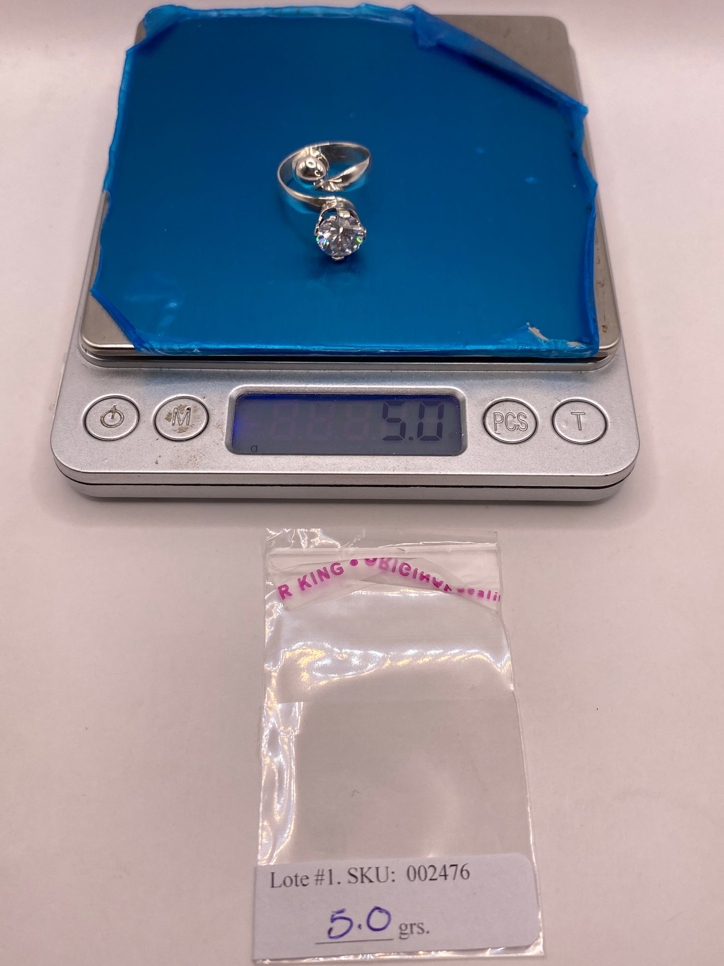 Anillo de Plata con Circonia Blanca — Solitario Ajustable — foto 6