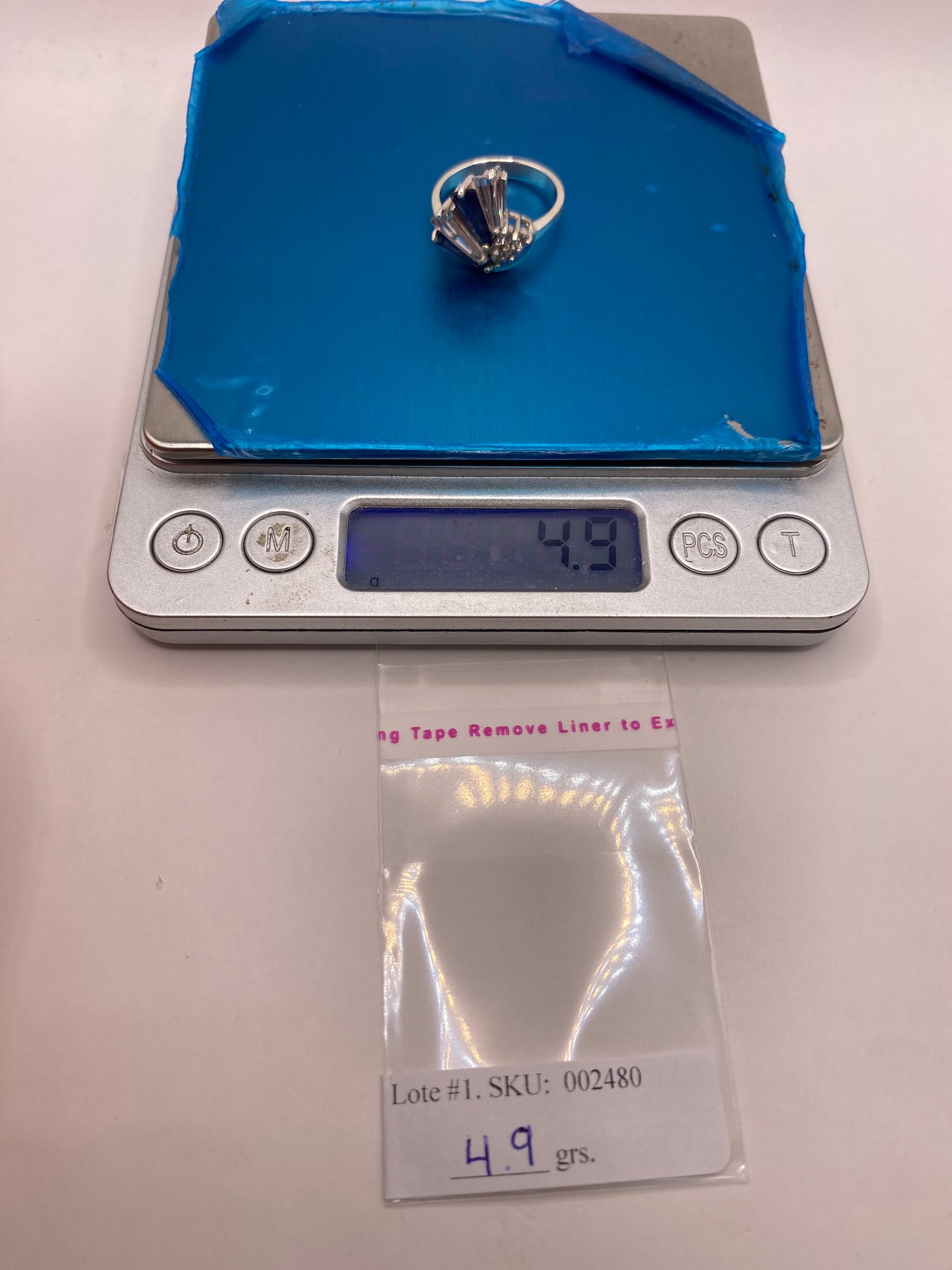 Anillo de Plata Circonia Azul Baguette — Geométrico Moderno — foto 6