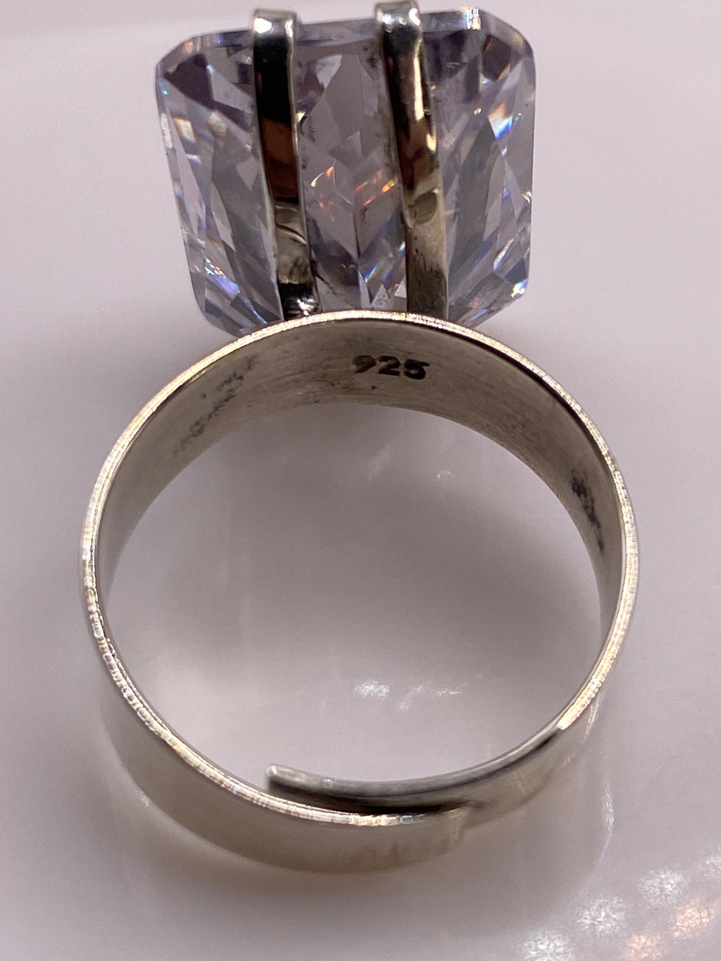 Anillo de Plata Cristal Solitario Ajustable — Brillo Diamante — foto 6