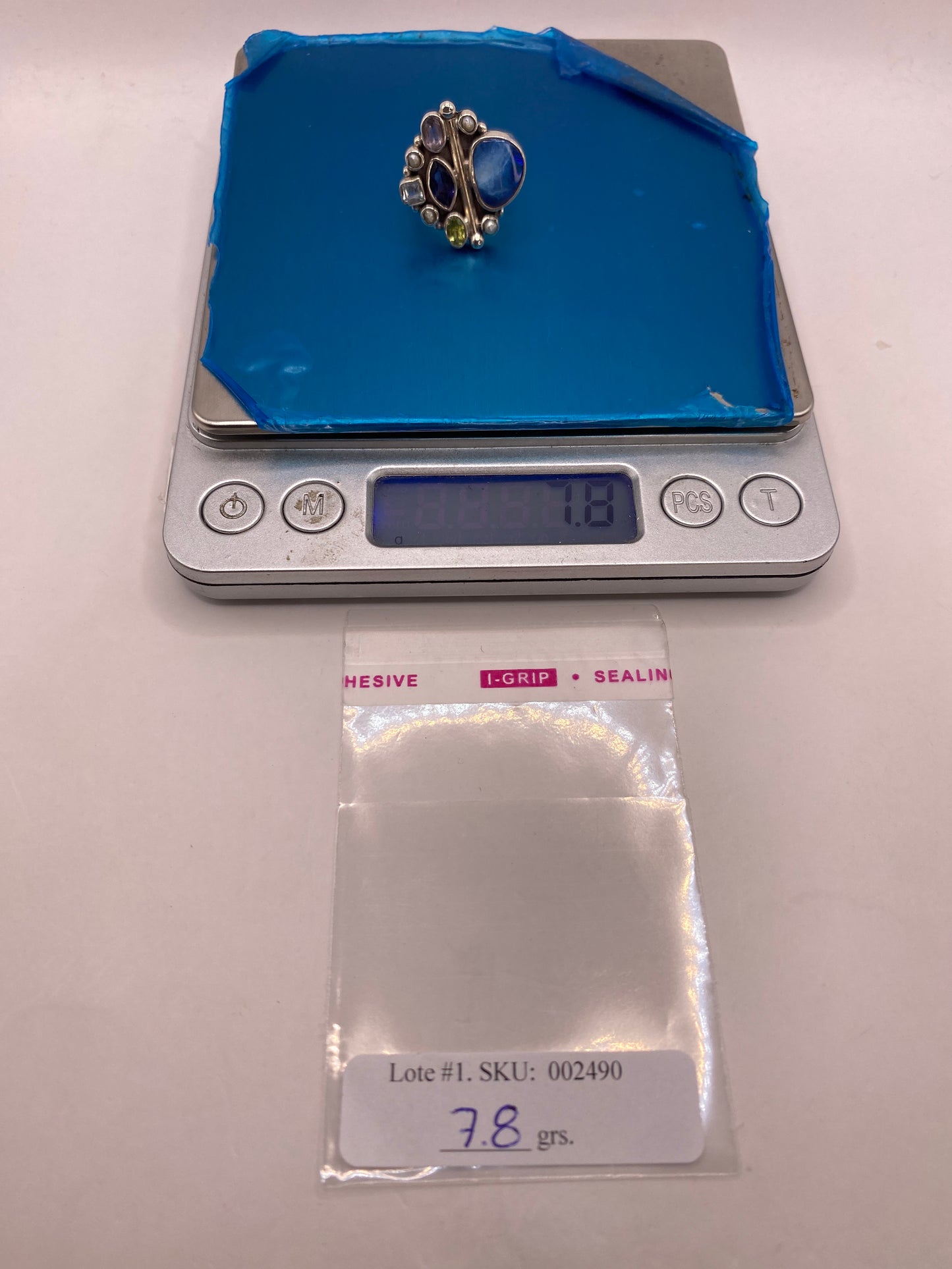 Anillo de Plata Geométrico Circonias Multicolor — Coctel Artesanal — foto 6
