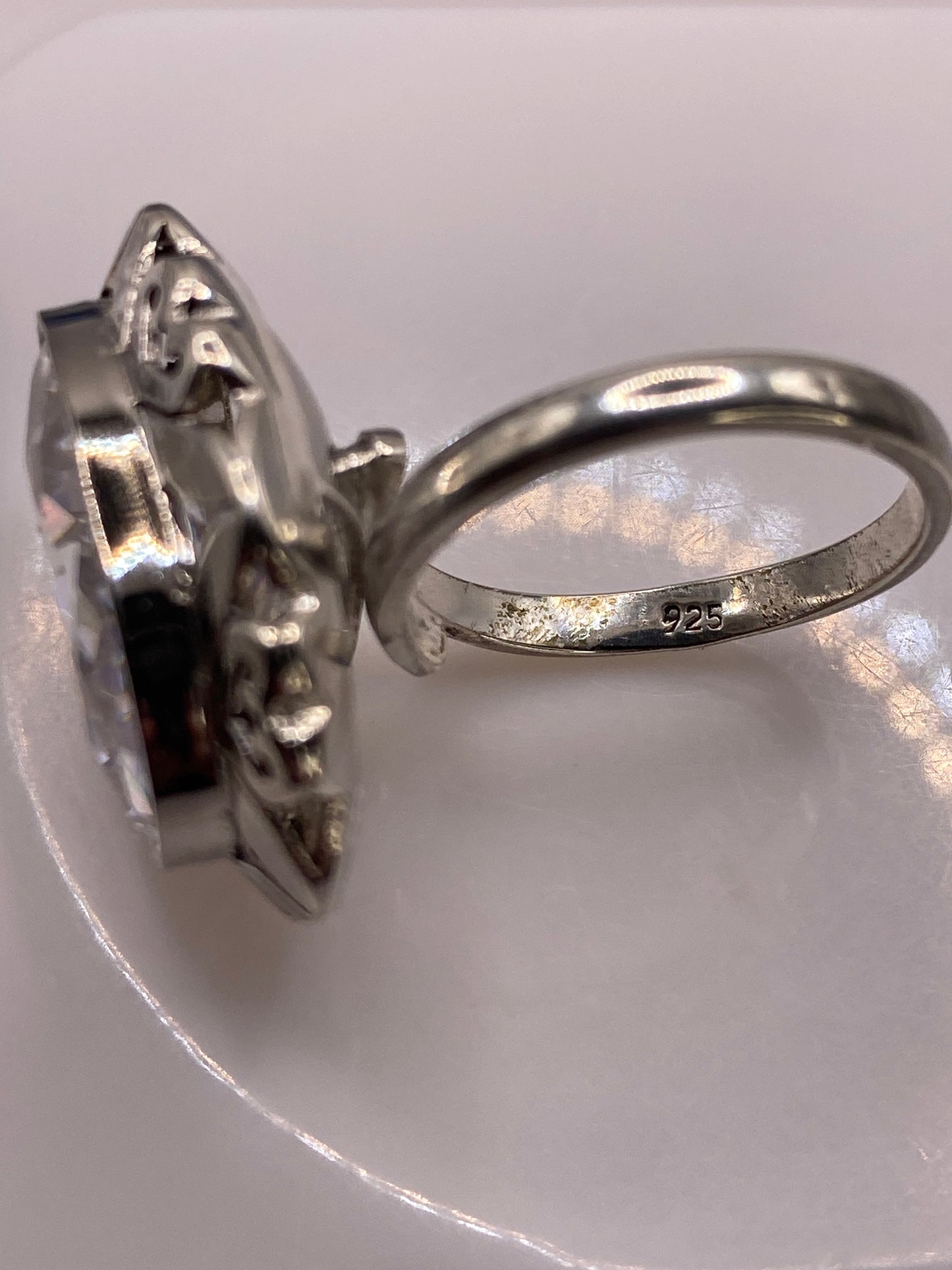 Anillo Ajustable de Plata Circonia Blanca — Vintage Elegante — foto 5