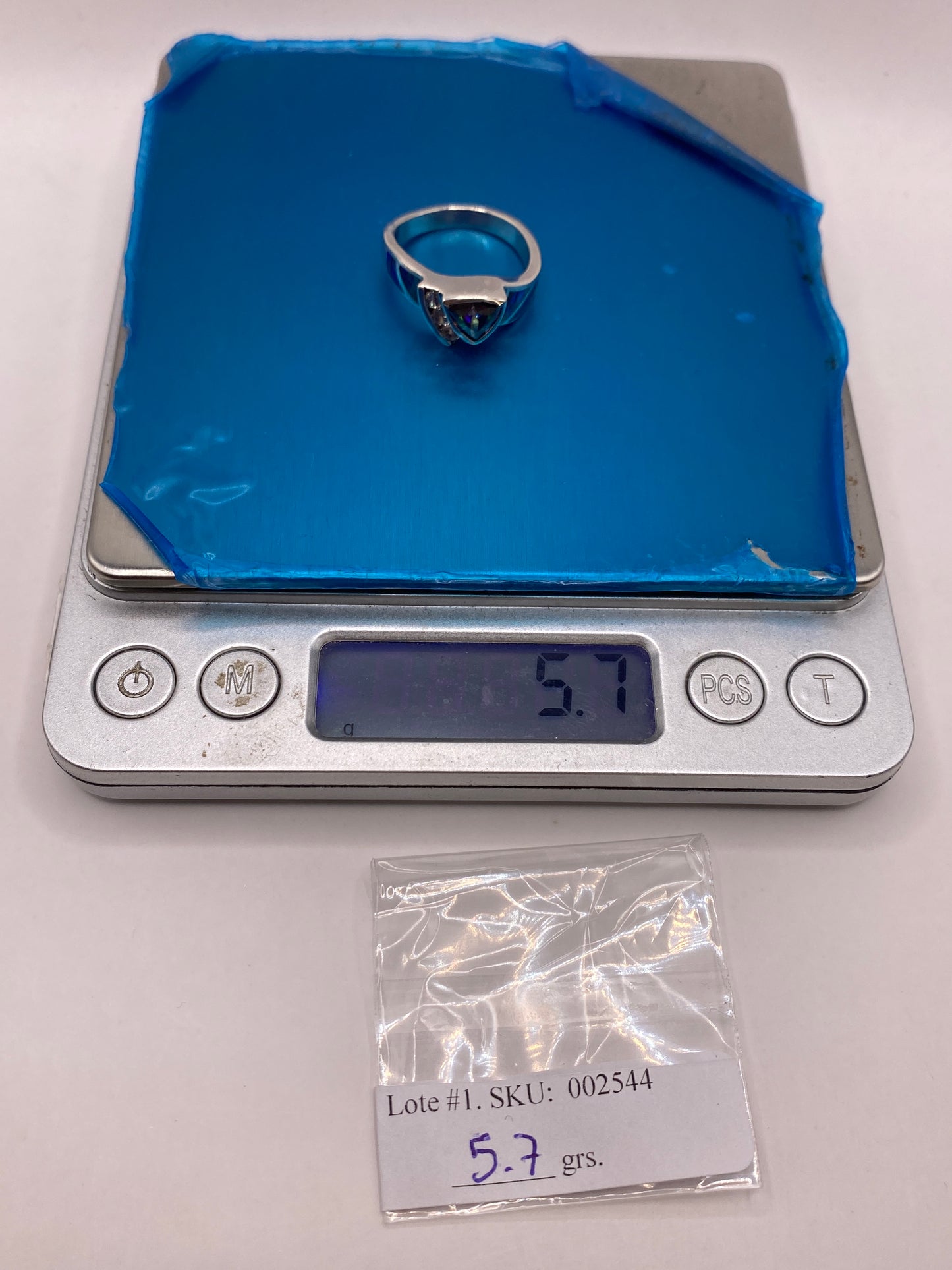 Anillo de Plata Ópalo de Fuego Azul — Escultural Unisex — foto 6