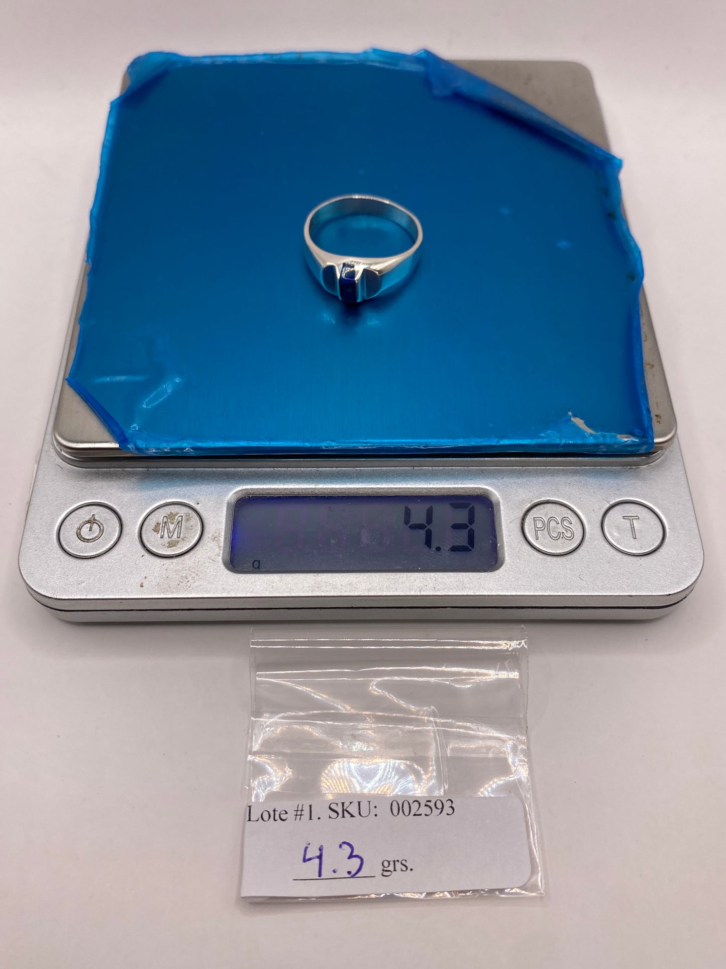 Anillo de Plata Ópalo de Fuego Azul — Diseño Asimétrico — foto 6