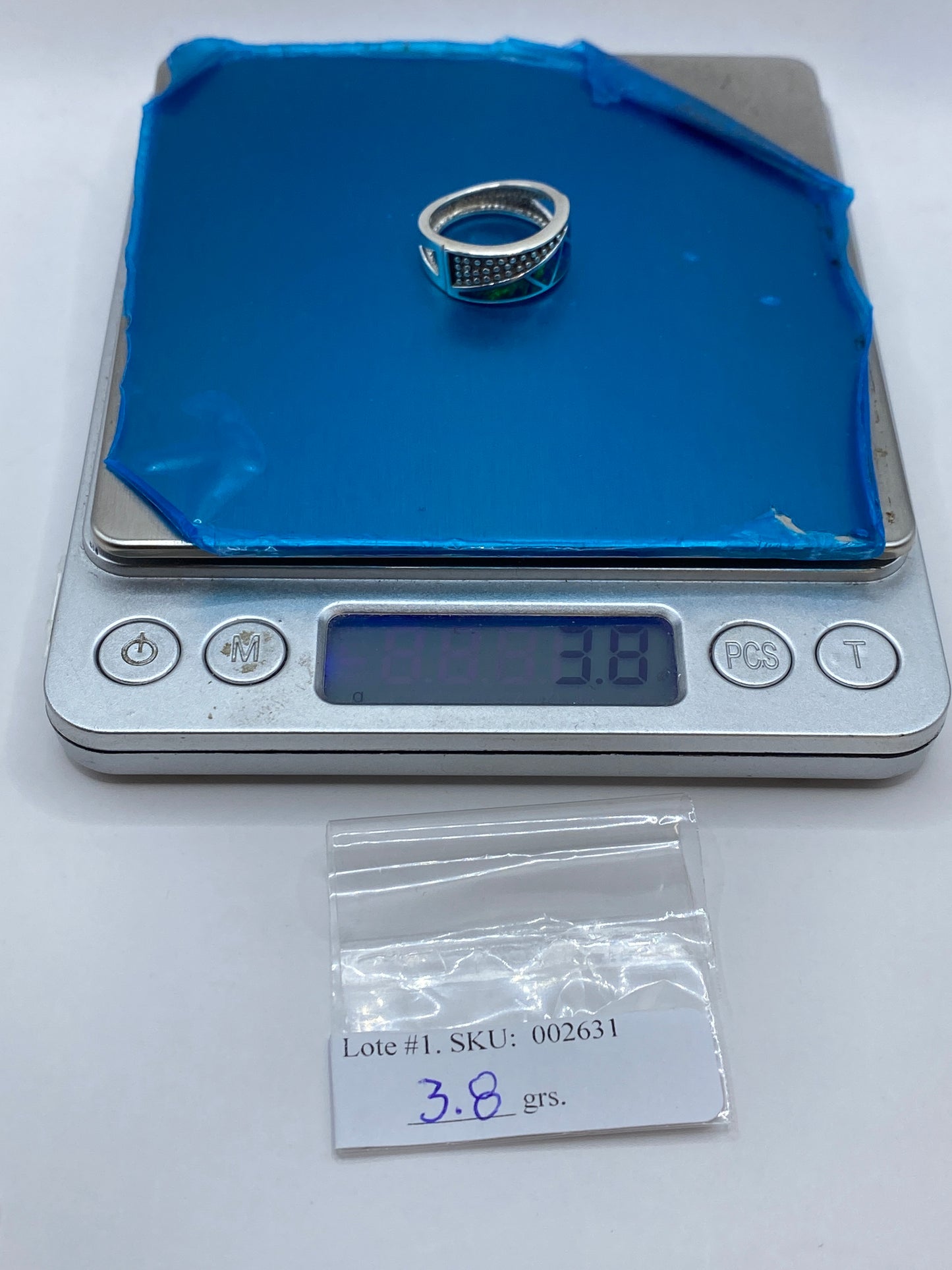 Anillo de Plata .950 Ópalo Azul Geométrico — Diseño Único — foto 6