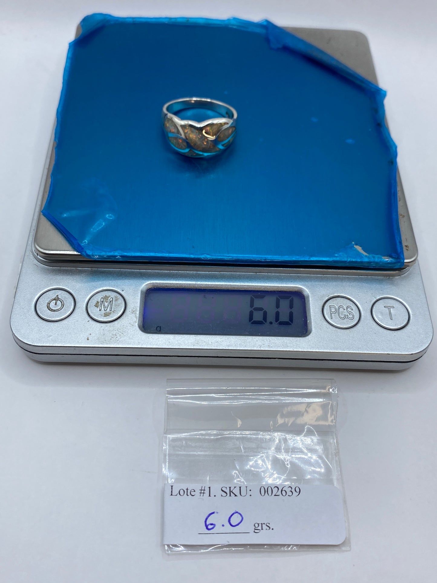 Anillo Plata .950 Ópalo de Fuego — Coctel Voluminoso — foto 6