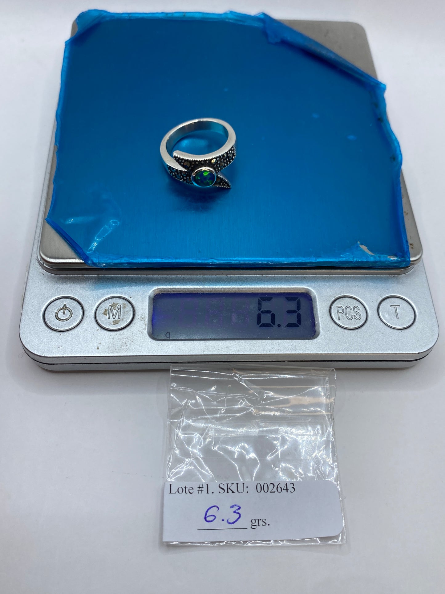 Anillo de Plata Ópalo de Fuego Azul — Diseño Étnico Taxco — foto 6