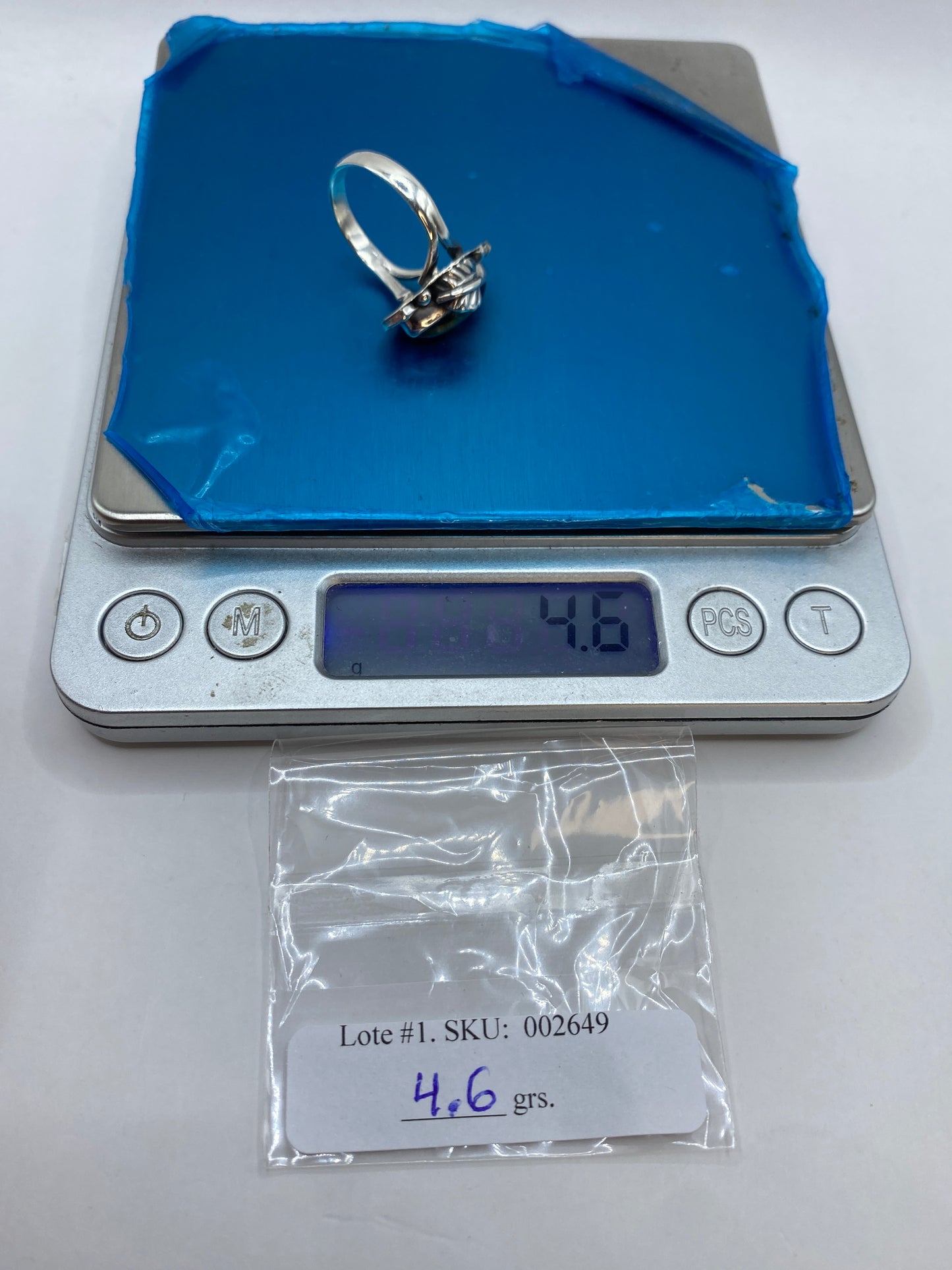 Anillo de Plata Solitario Piedra Multicolor — Diseño Artesanal Taxco — foto 6