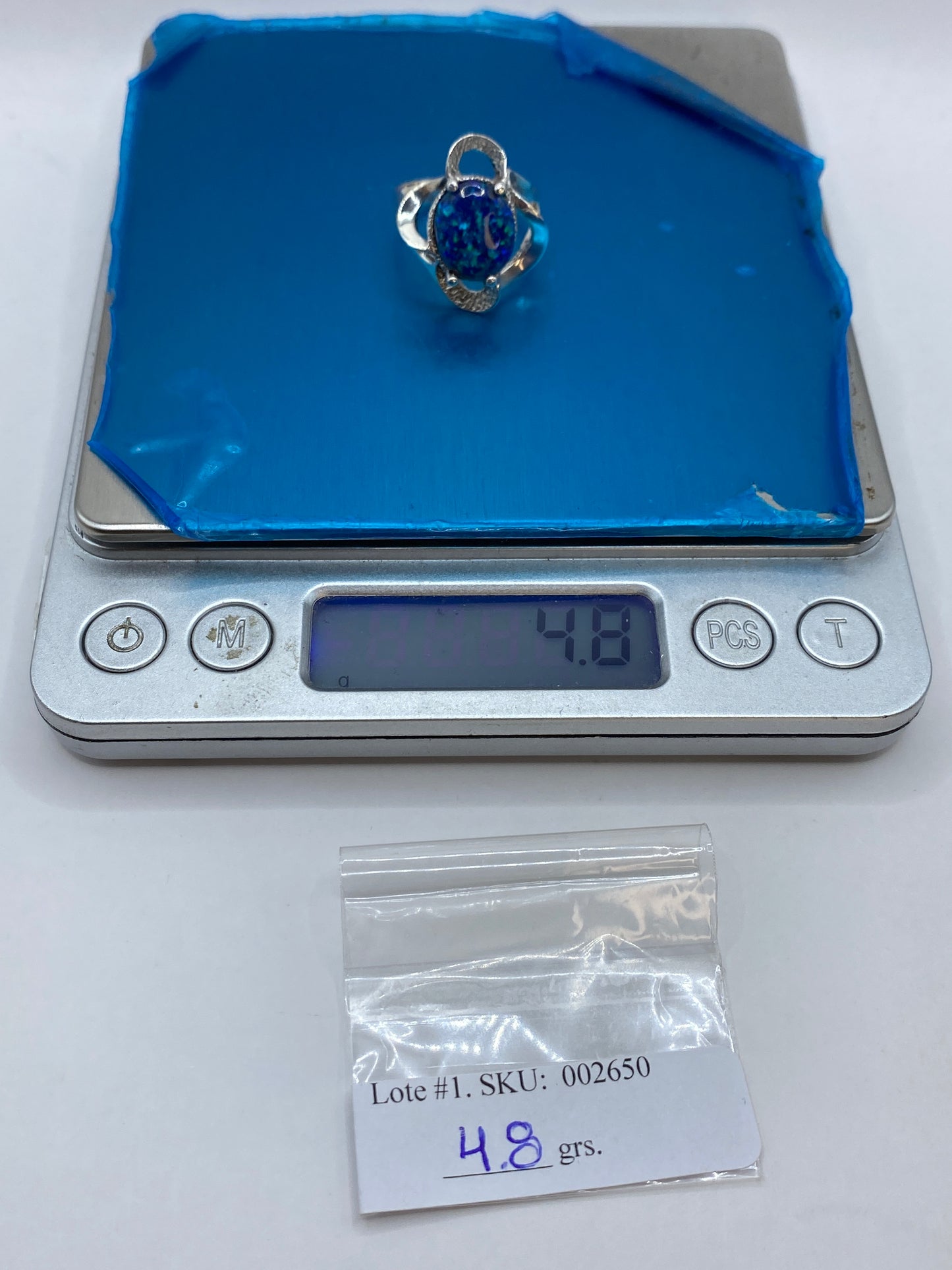 Anillo de Plata Ópalo de Fuego Azul — Diseño Artesanal Taxco — foto 6