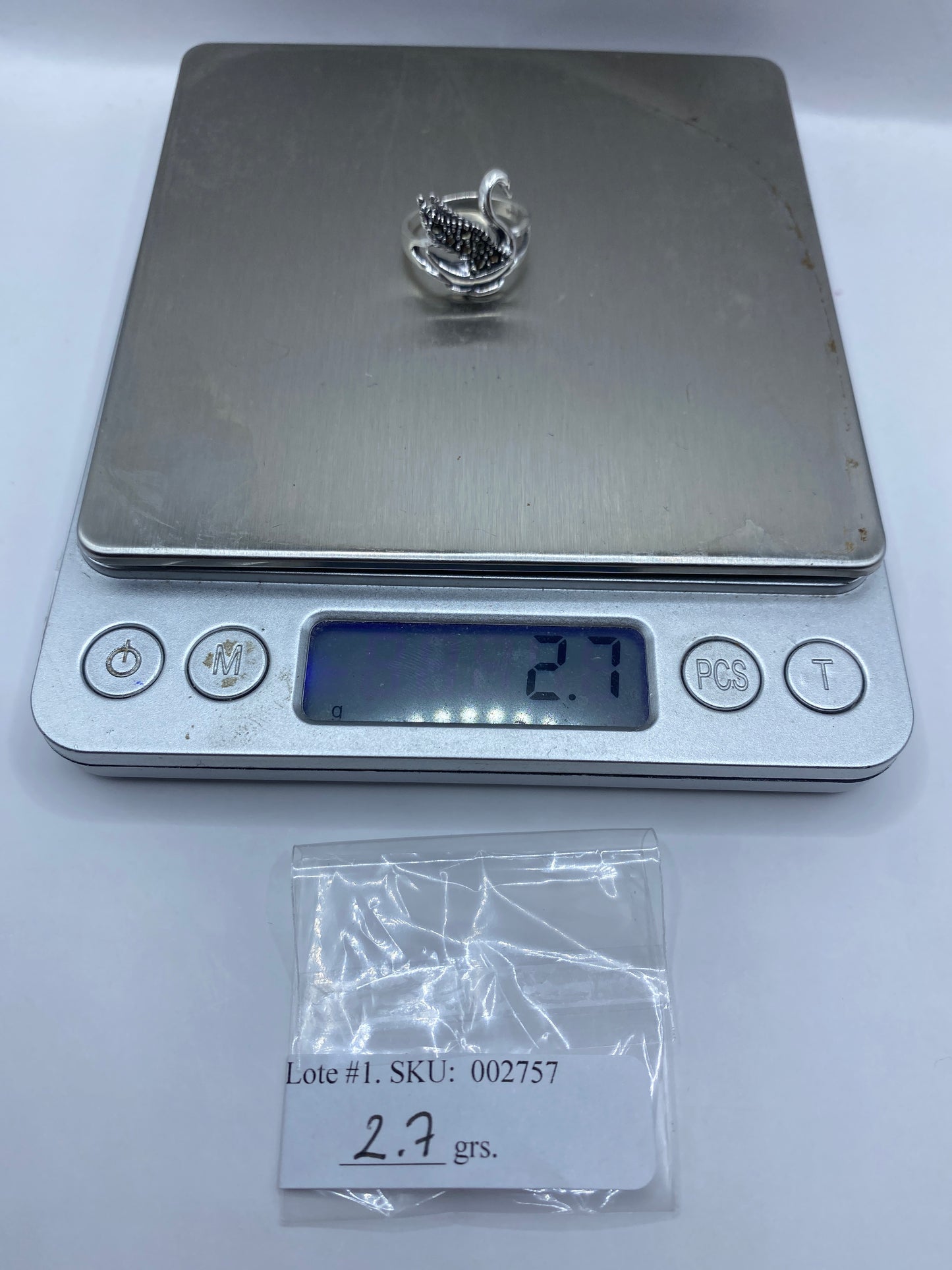 Anillo de Plata Cisne con Incrustaciones — Diseño Escultural — foto 6
