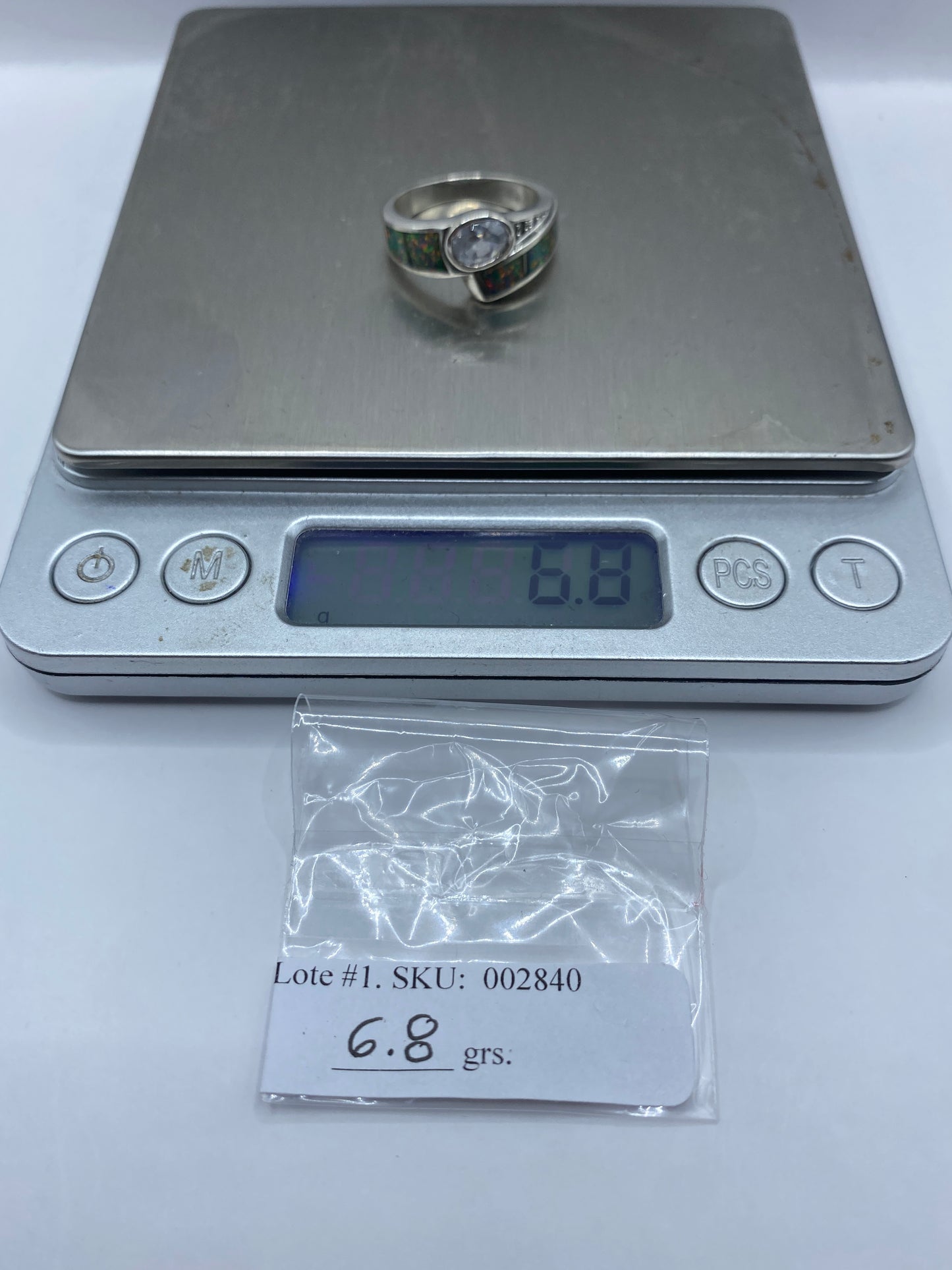 Anillo de Plata con Ópalo de Fuego Multicolor — Diseño Asimétrico — foto 6
