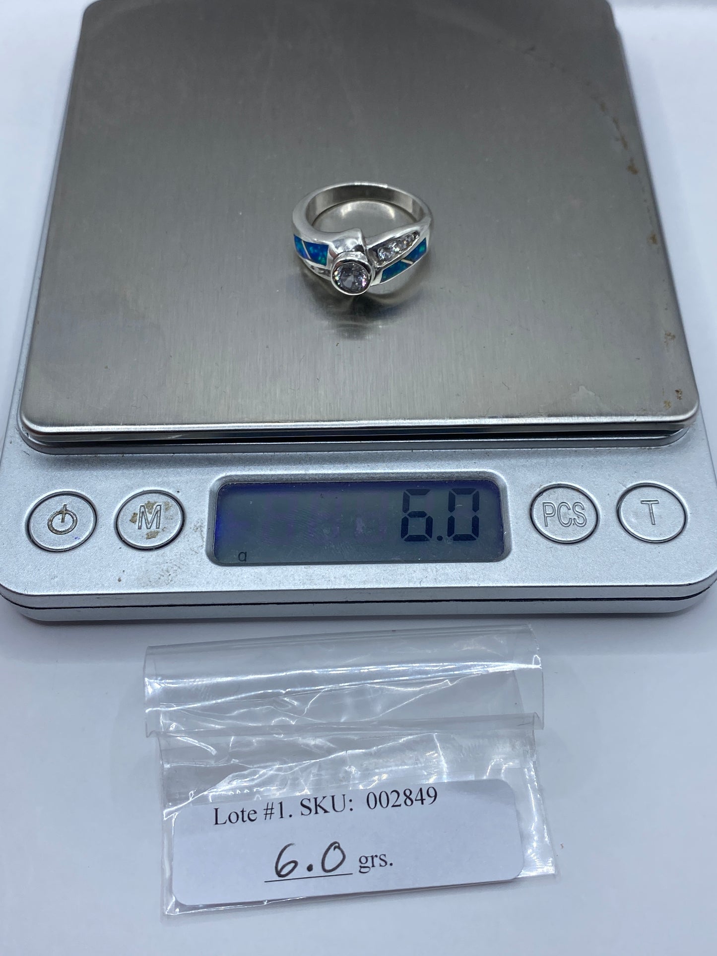 Anillo de Plata .925 Ópalo de Fuego Azul Moderno — foto 6