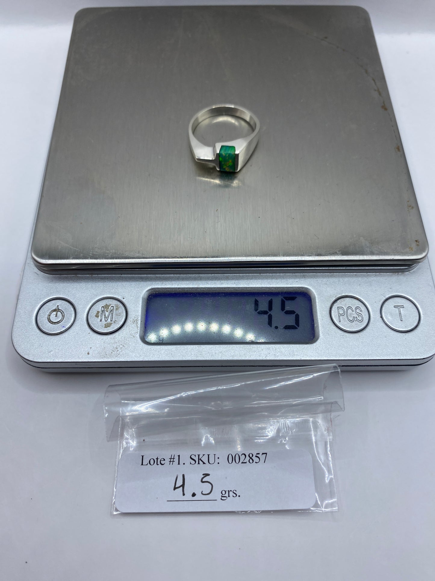 Anillo de Plata Ópalo de Fuego Verde Limón — Minimalista — foto 6