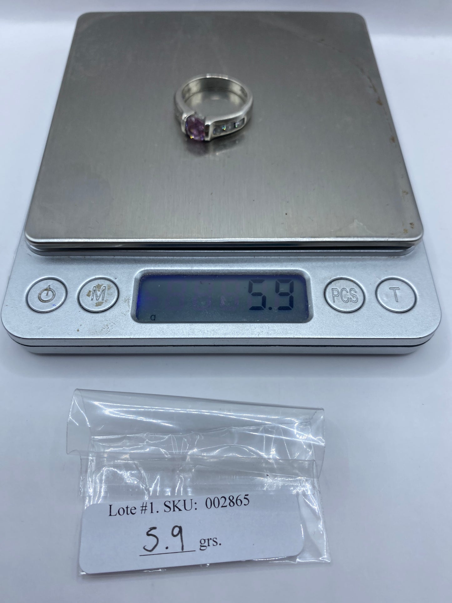 Anillo de Plata Solitario Circonia Rosa — Elegancia Moderna — foto 6