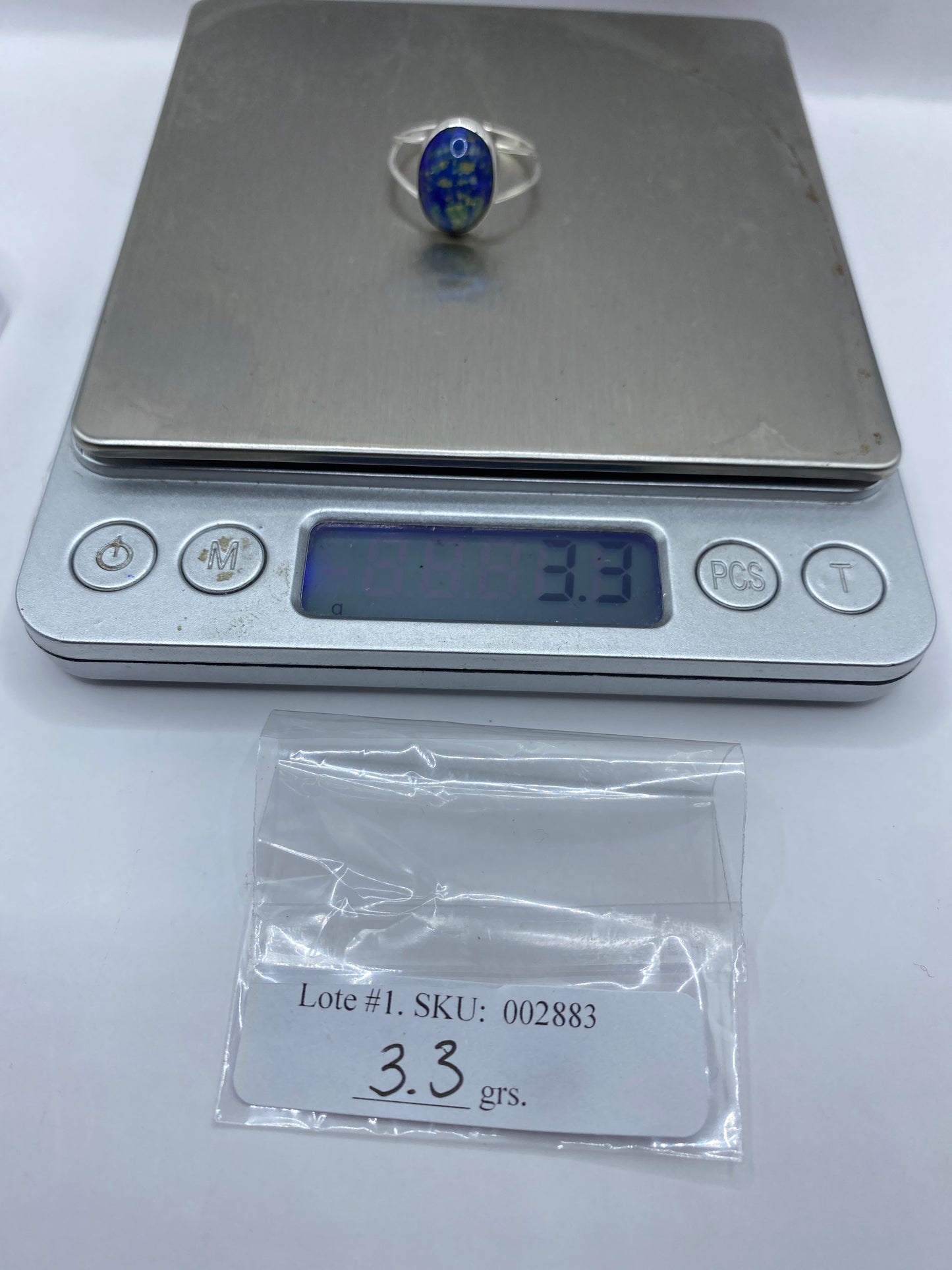 Anillo de Plata .950 Lapislázuli Azul — Solitario Minimalista — foto 6