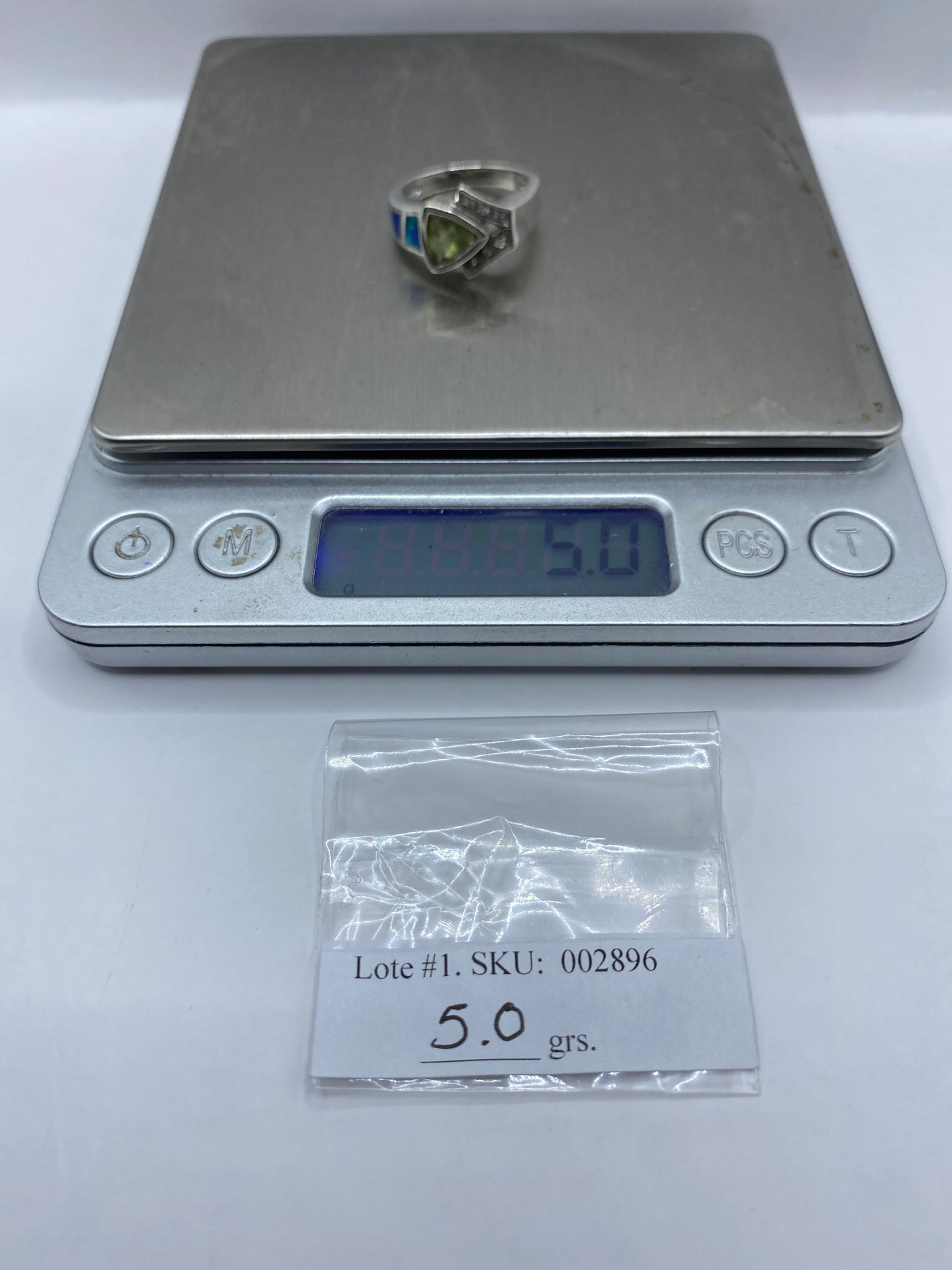 Anillo Plata Ópalo de Fuego Azul — Geométrico Moderno — foto 6