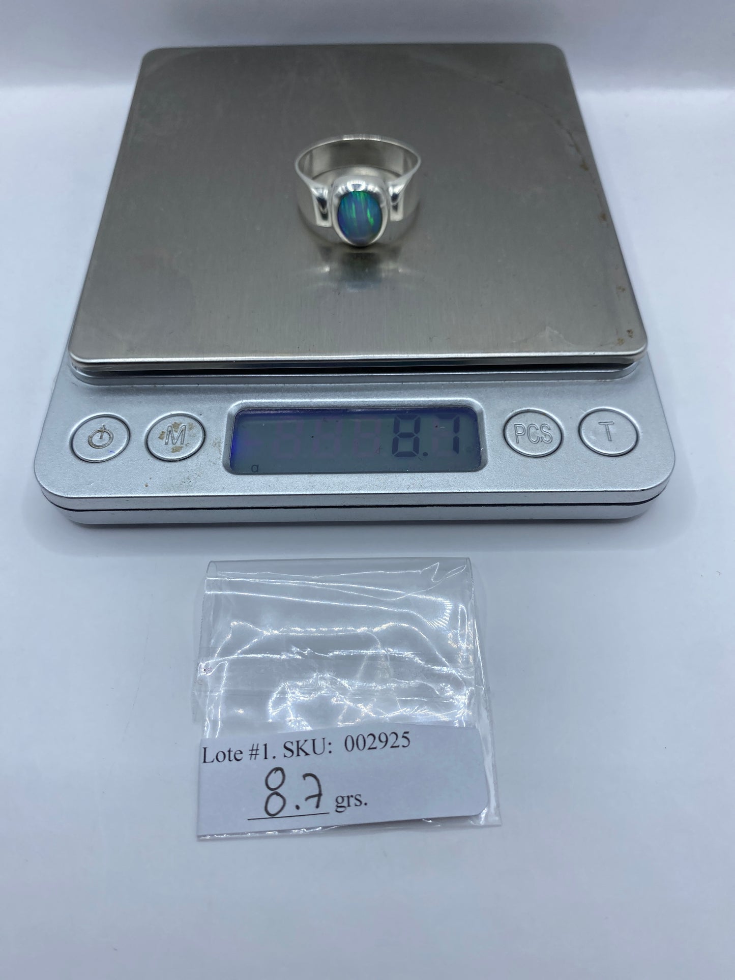 Anillo de Plata Ópalo de Fuego Azul Verde — Solitario Taxco — foto 6