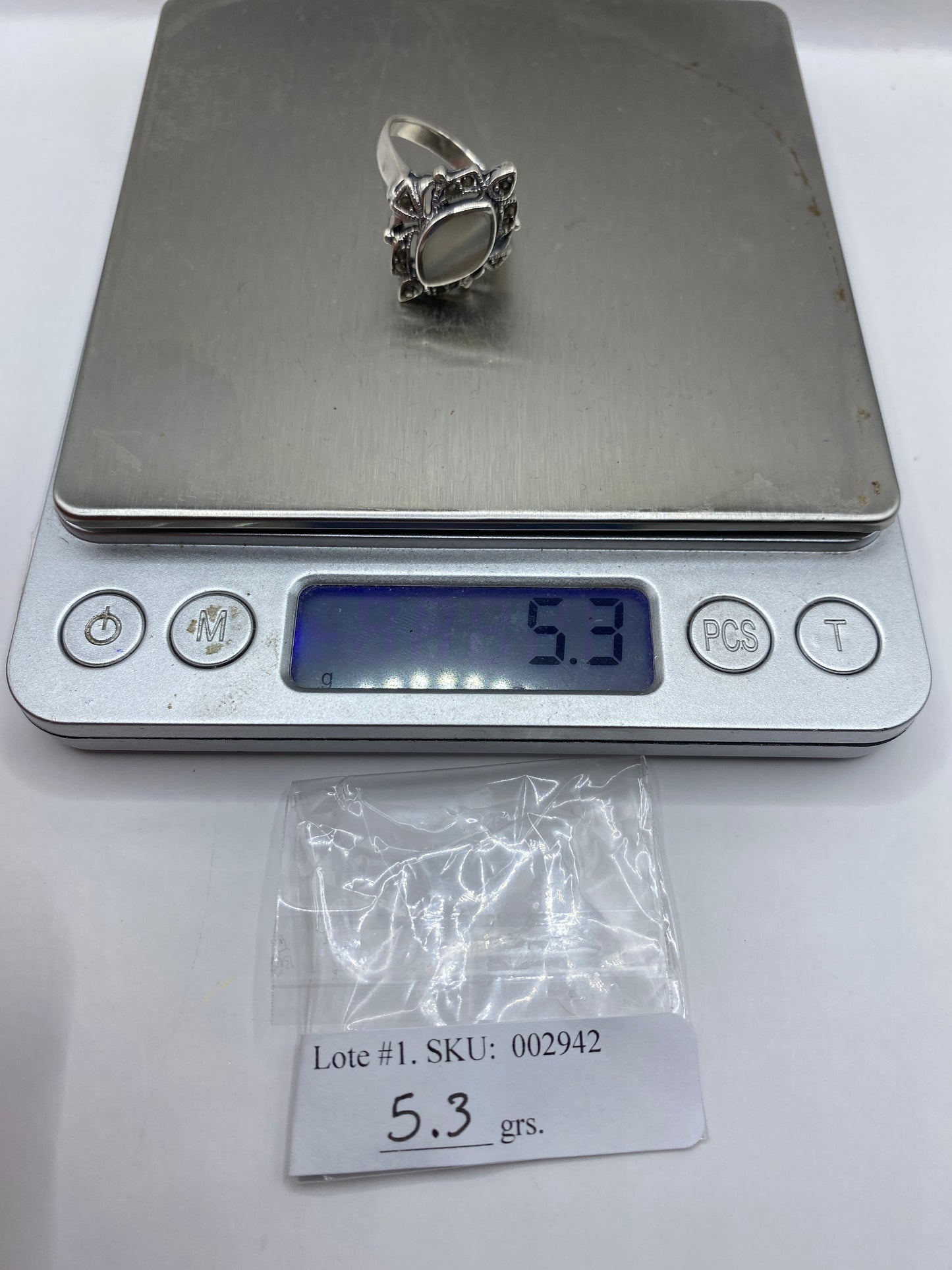 Anillo Vintage Plata Piedra Natural Engastada — Diseño Ornamental — foto 6