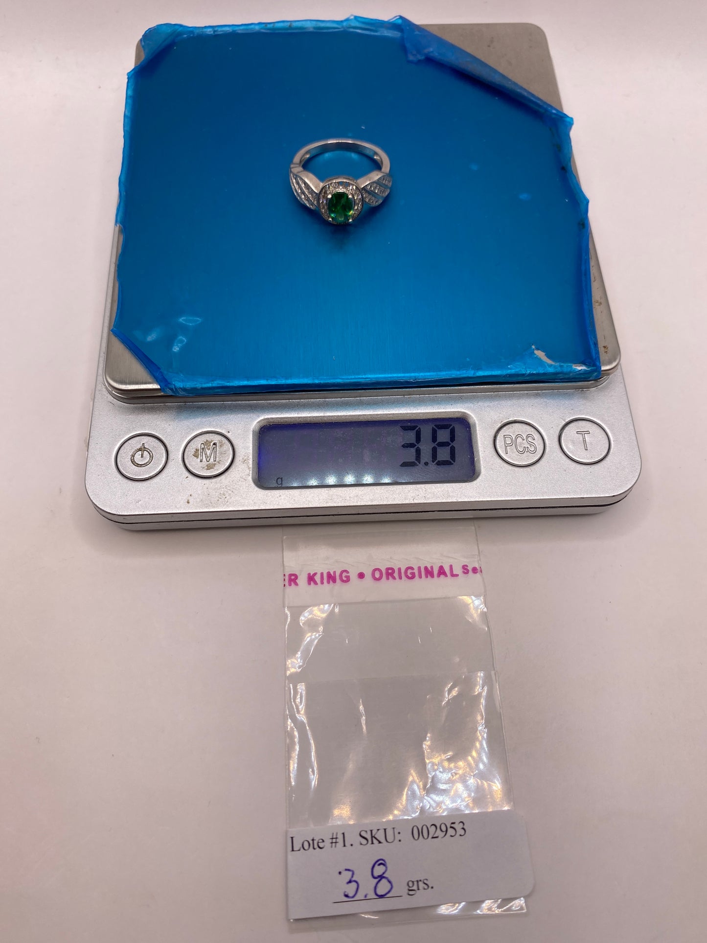 Anillo de Plata Verde Esmeralda Halo — Alas de Circonia — foto 6