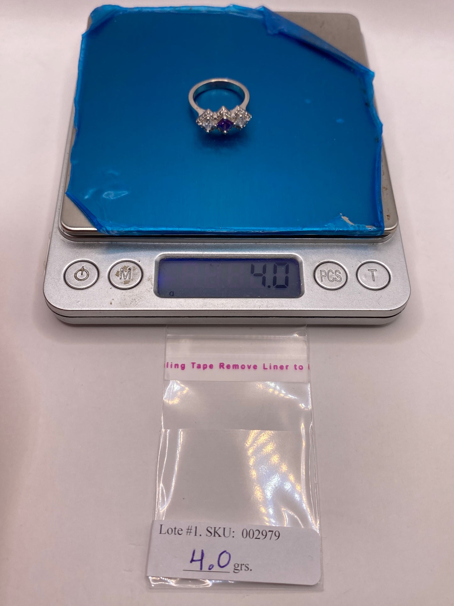 Anillo de Plata Circonia Violeta — Geométrico Moderno — foto 6