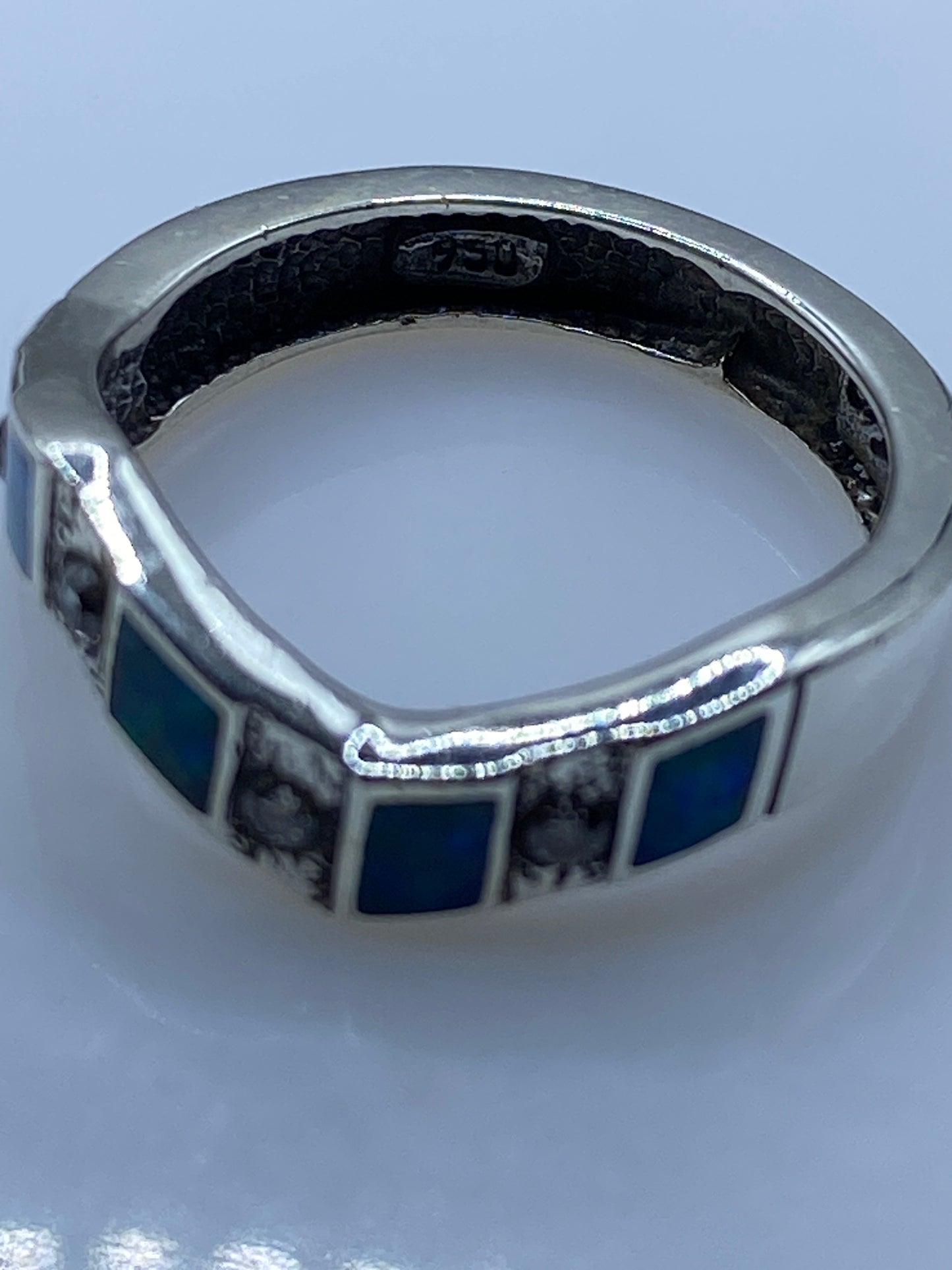 Anillo de Plata Ópalo de Fuego Azul — Moderno Geométrico — foto 6