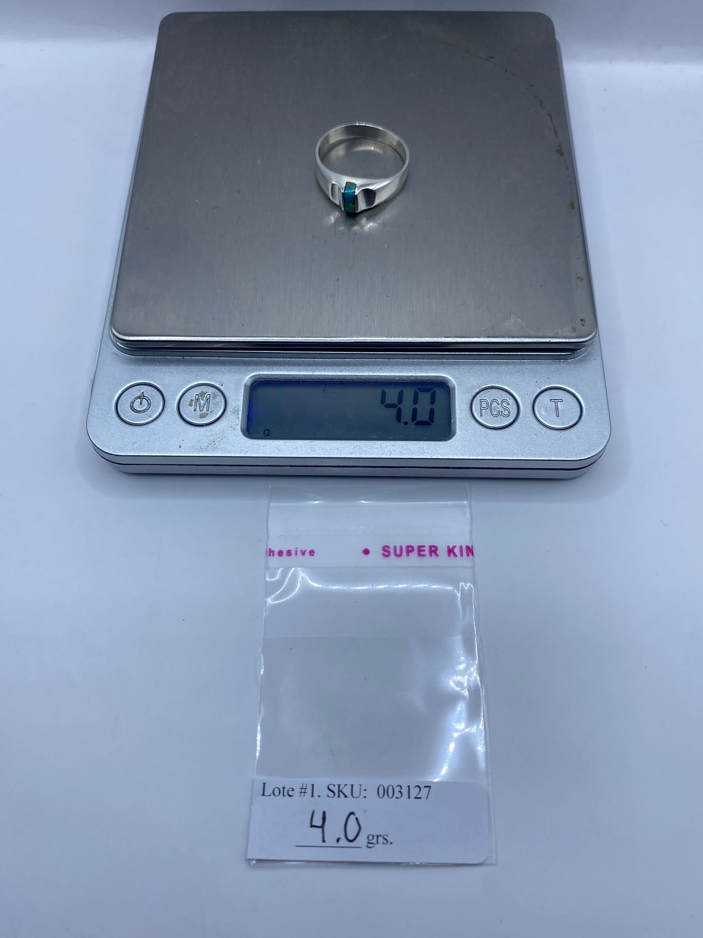 Anillo de Plata Ópalo de Fuego Azul — Moderno Geométrico — foto 6