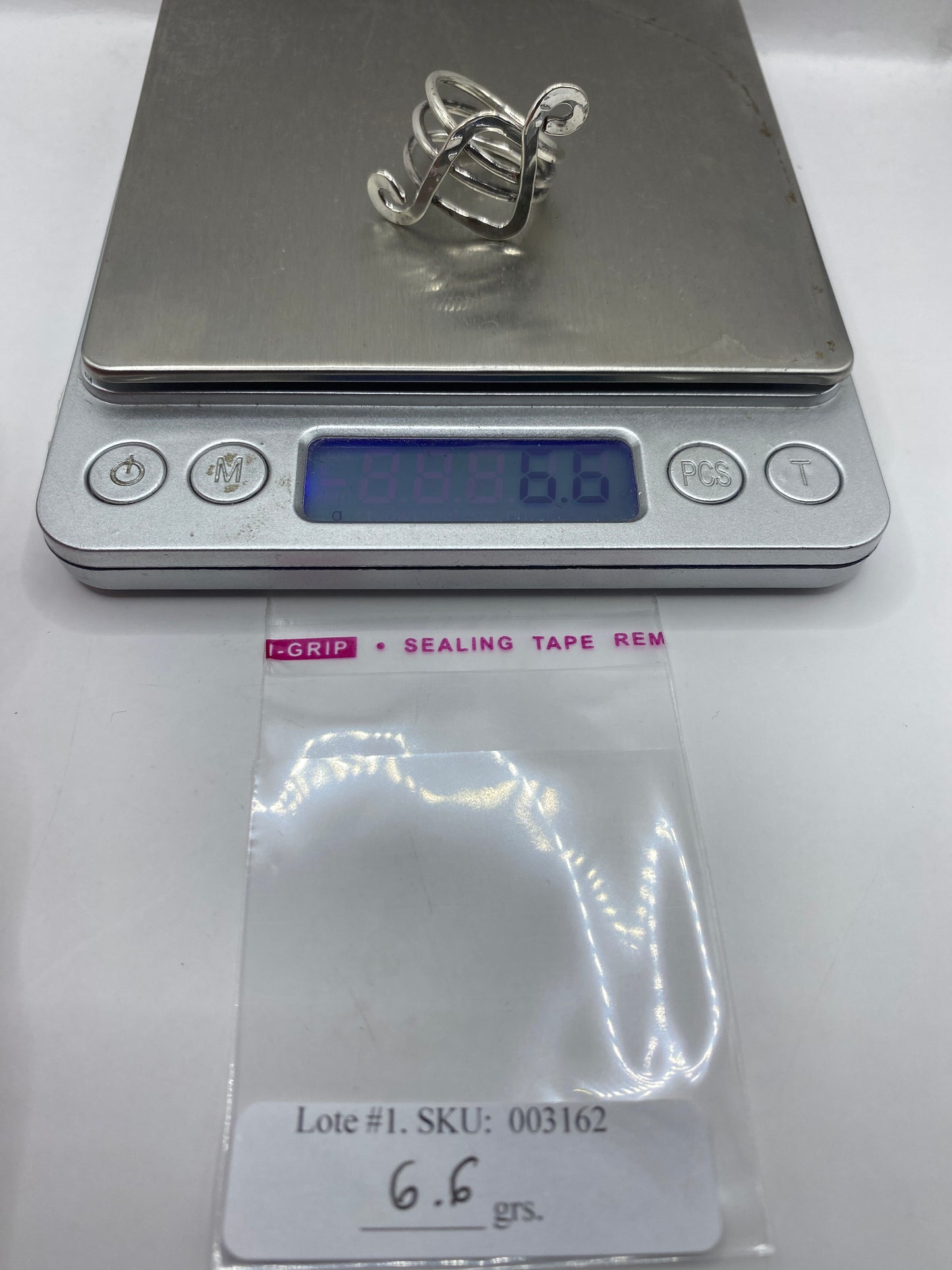 Anillo Ajustable de Plata Pura — Líneas Fluidas — foto 6