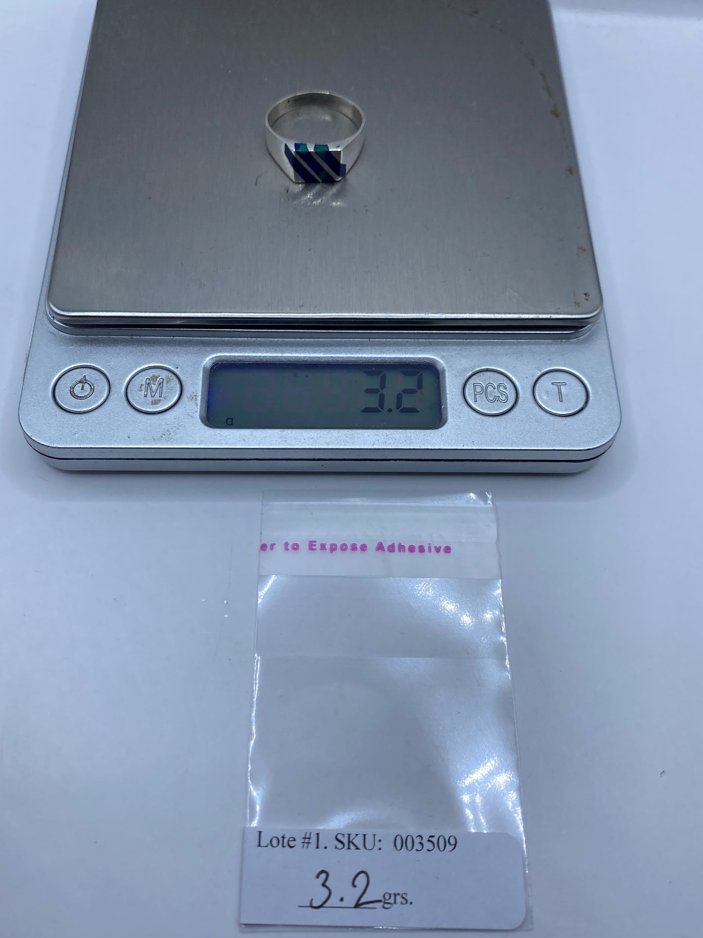 Anillo de Plata Lapislázuli Azul — Bandas Diagonales Etnía — foto 6