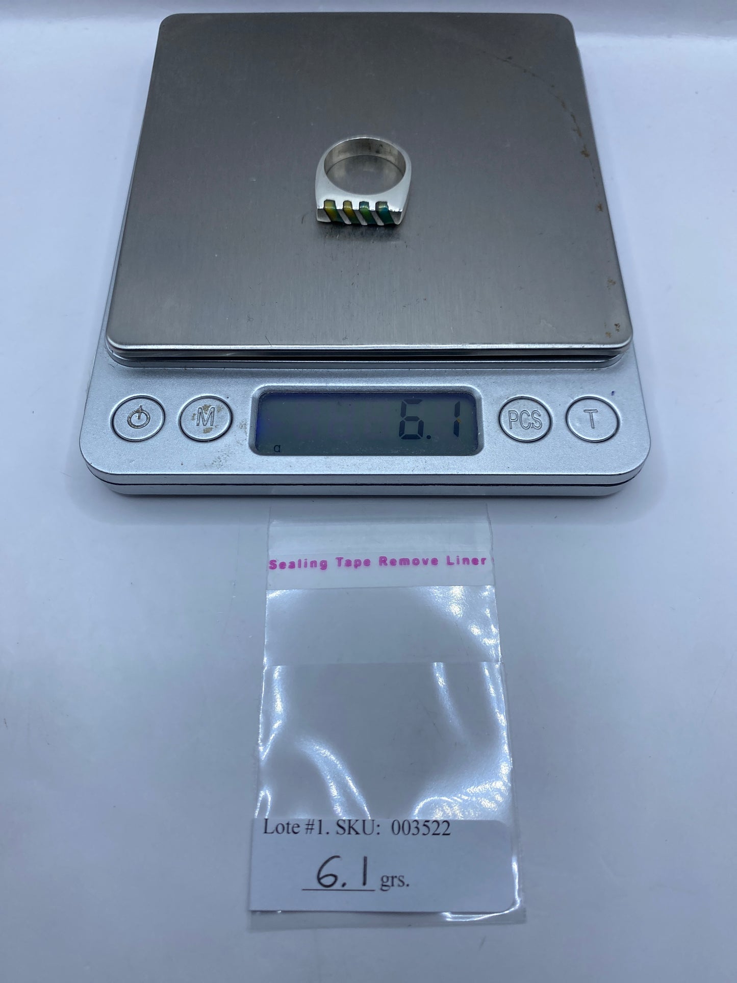 Anillo de Plata Banda Geométrica Moderna con Piedra — Talla 5 — foto 5