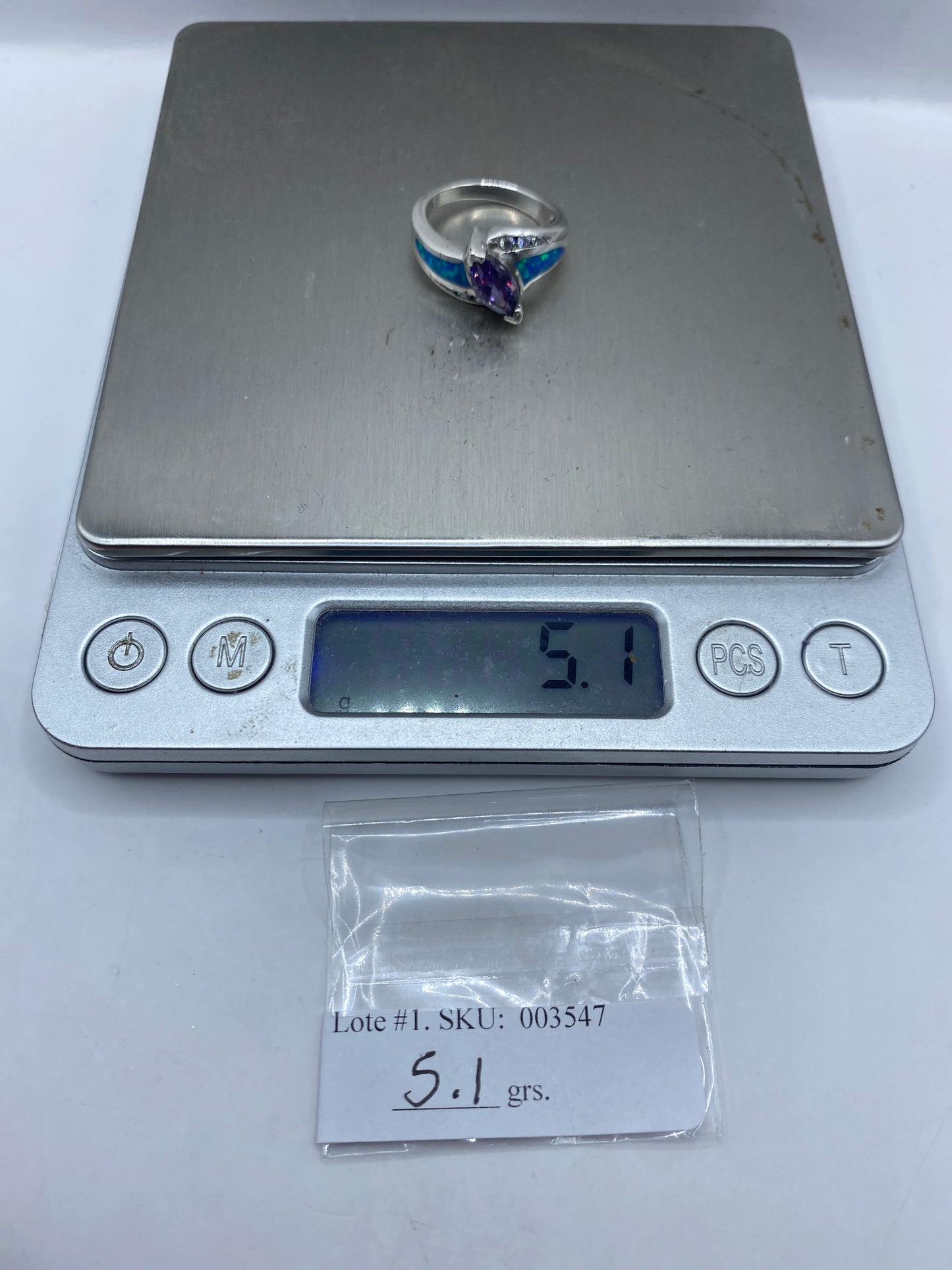 Anillo de Plata Ópalo de Fuego Azul — Coctel Único — foto 6