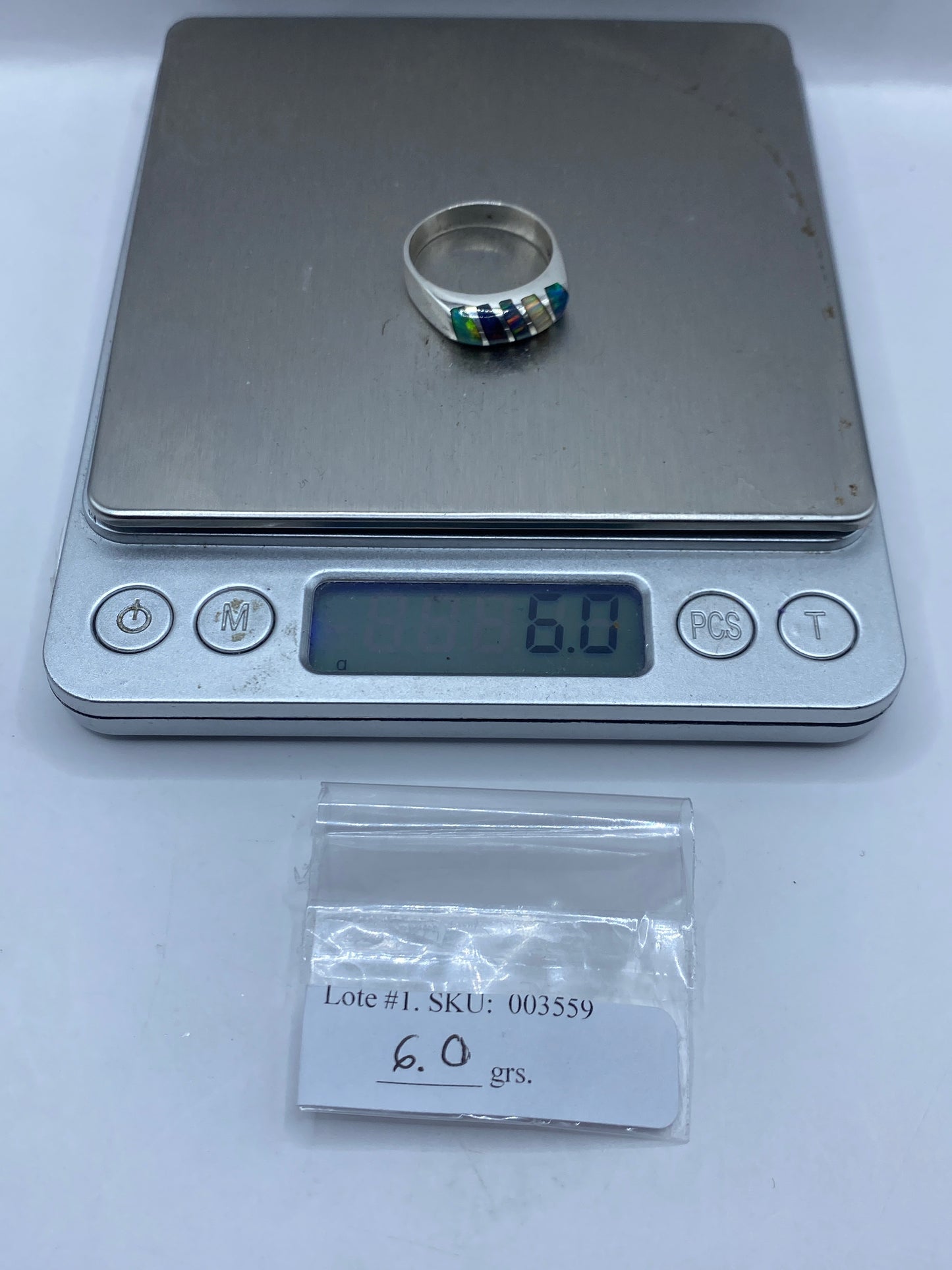 Anillo de Plata Ópalo de Fuego Multicolor — Unisex Taxco — foto 6
