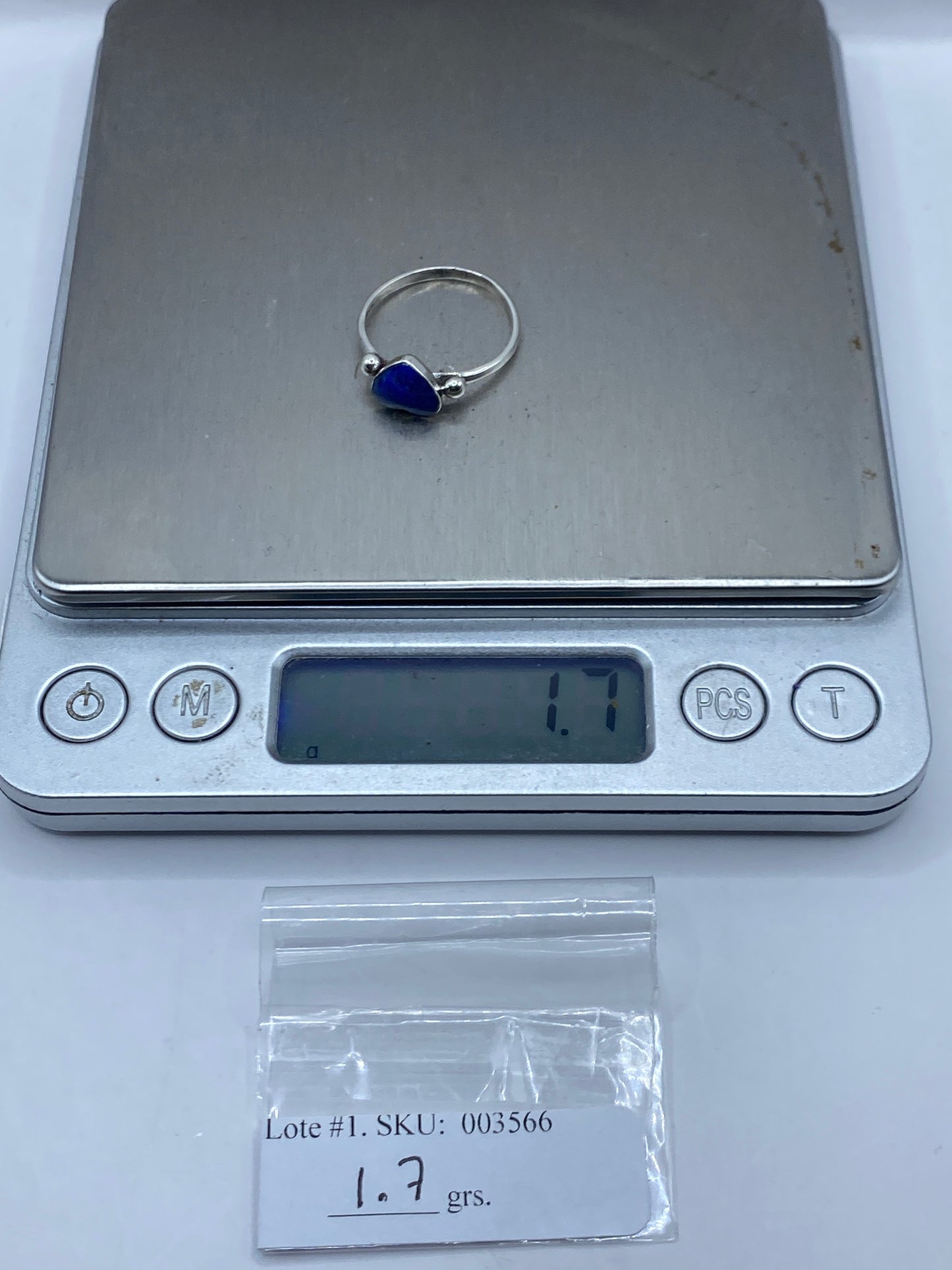 Anillo de Plata .950 Corazón Lapislázuli Azul — foto 5